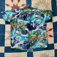 1950's Penney's Rayon Loop Collar Hawaiian Shirt Medium