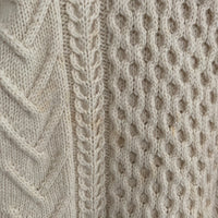 1950's Barnas-Mor Cream Wool Fisherman Cable Knit Aran Sweater Large