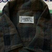 1950's Comet Dark Green Plaid Loop-Collar Cotton Flannel Shirt M/L