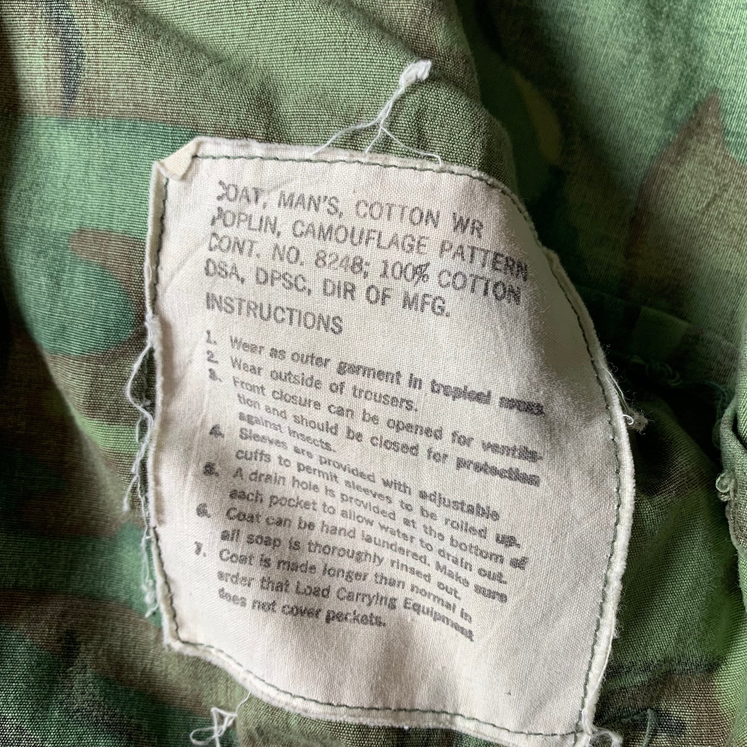 1960's Third Pattern Lowland ERDL Camo Poplin Jungle Jacket Large Regular