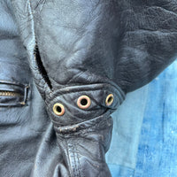 1950's Distressed Black Leather Cafe Racer Motorcycle Jacket Medium