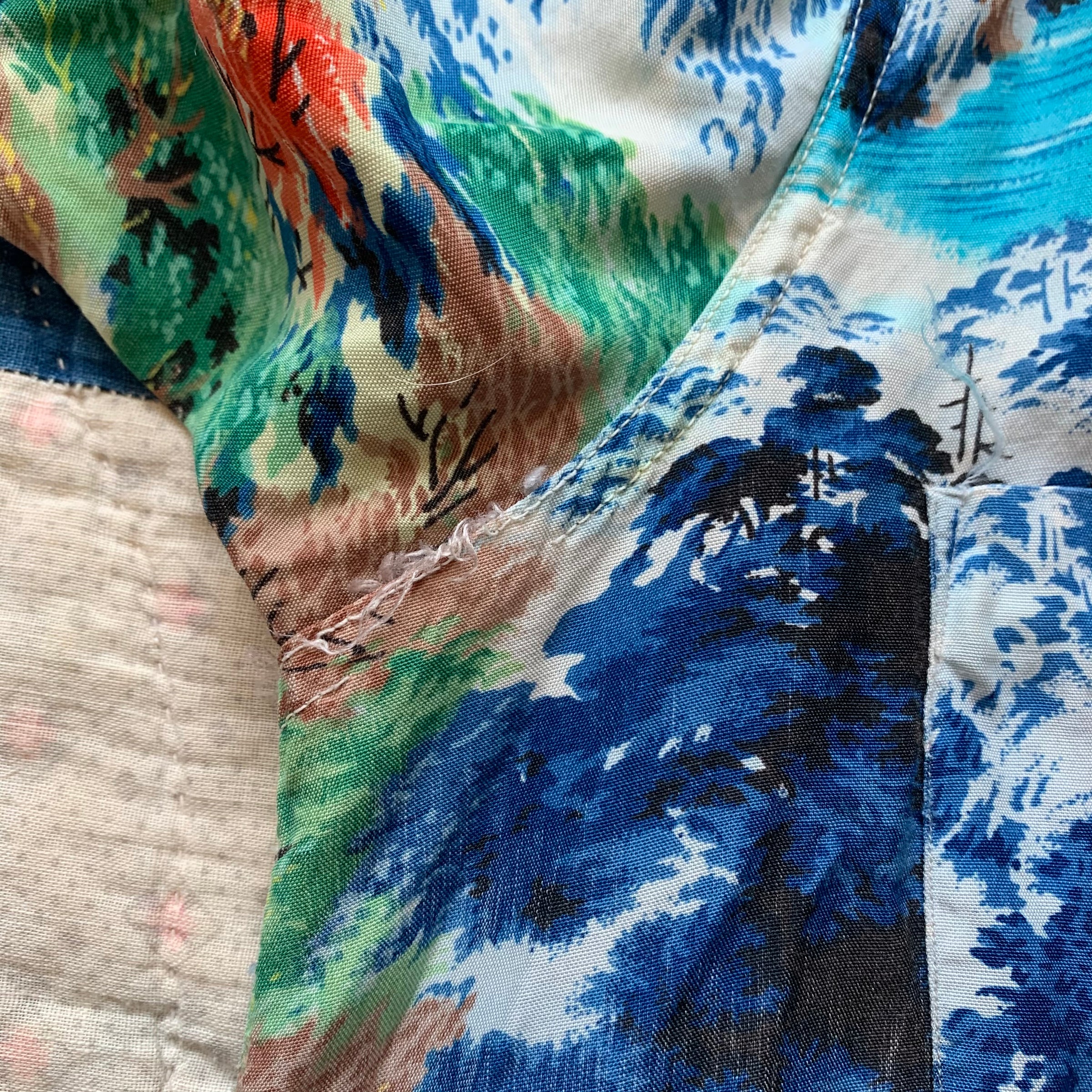 1950's Penney's Rayon Loop Collar Hawaiian Shirt Medium