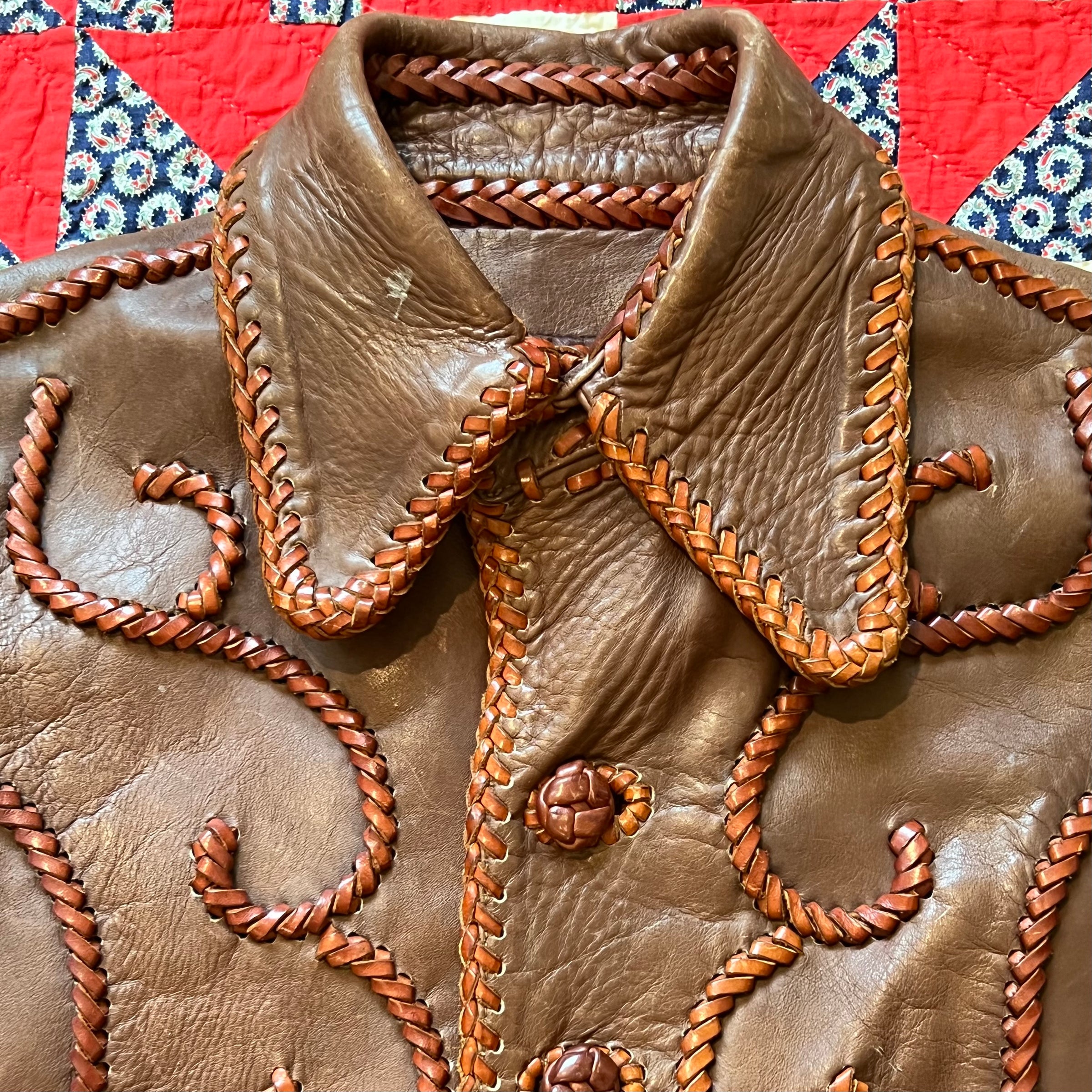 1960's/70's Handmade Tooled Leather Western Jacket XS/S