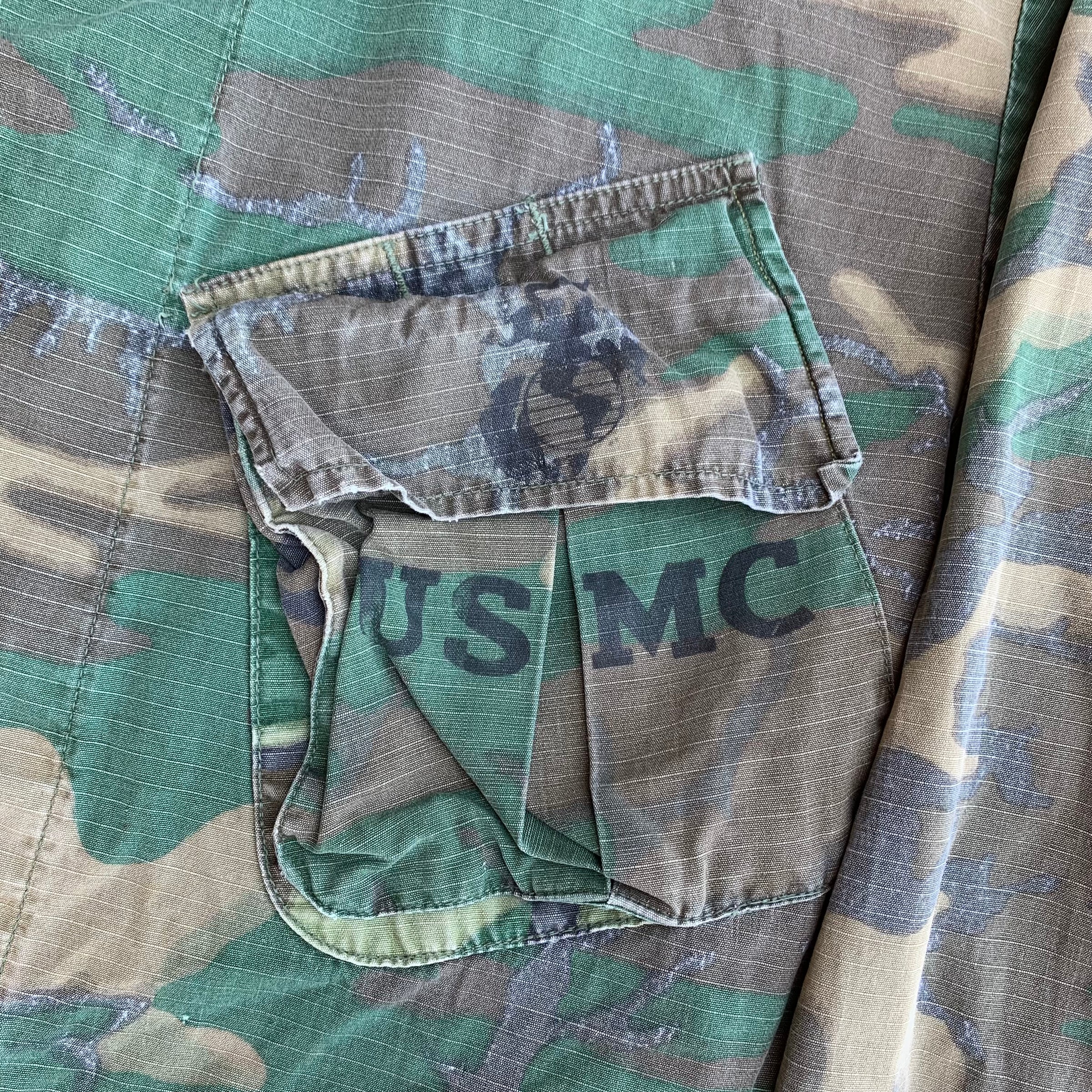 1960's/70's Faded USMC ERDL Camo Jungle Jacket Small Short