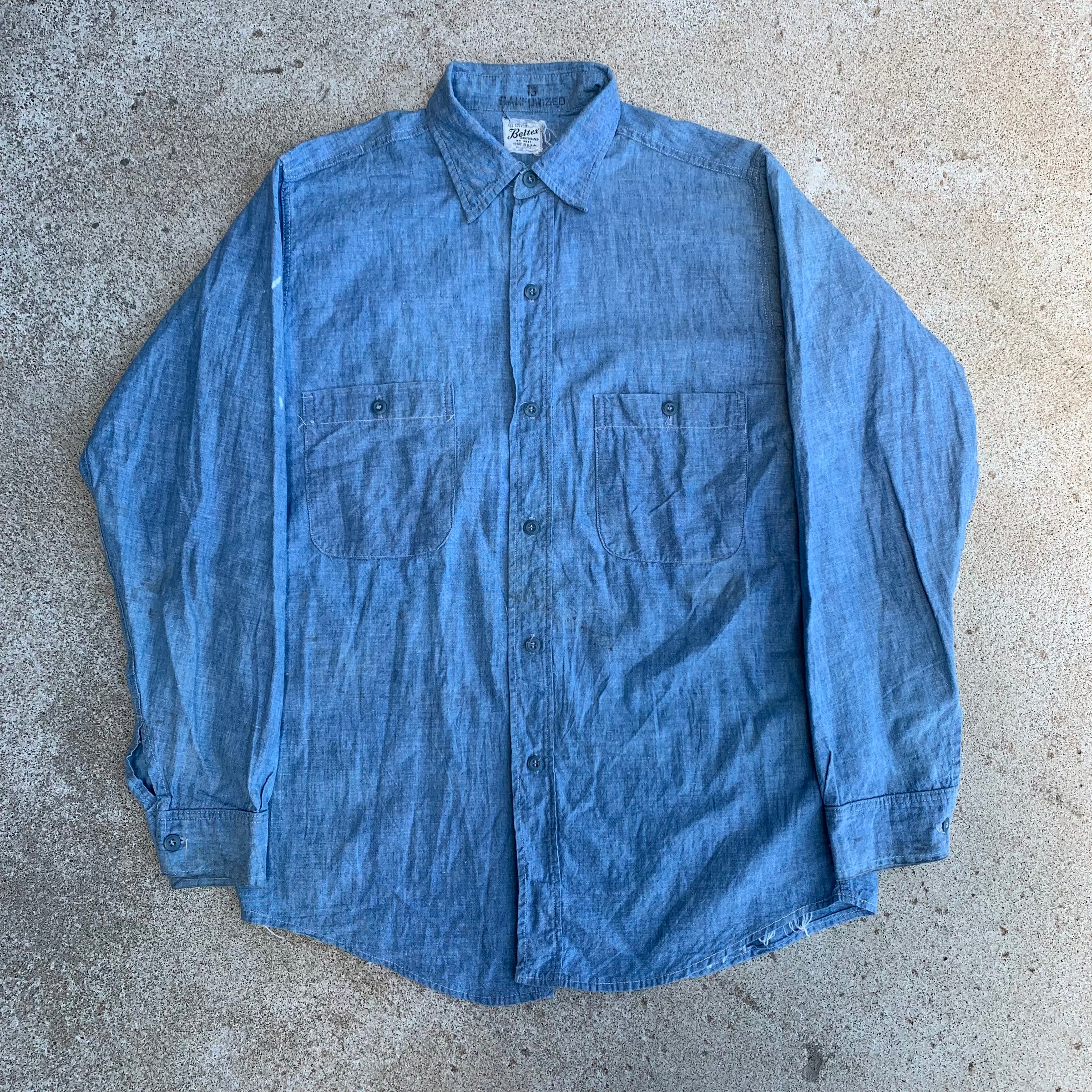 1950's Beltex Sanforized Chambray Work Shirt S/M