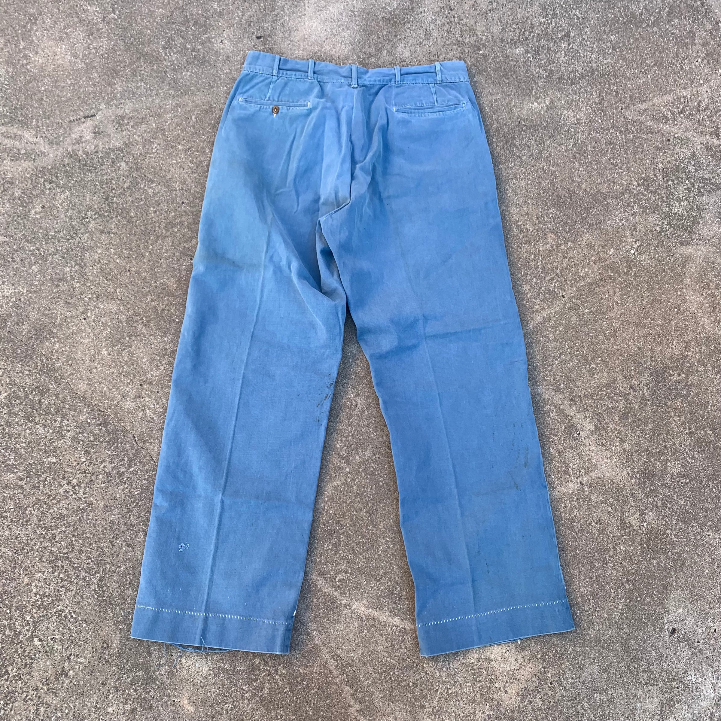 1940’s/50’s Light Blue Boat Cloth Work Pants 35” x 30.5”