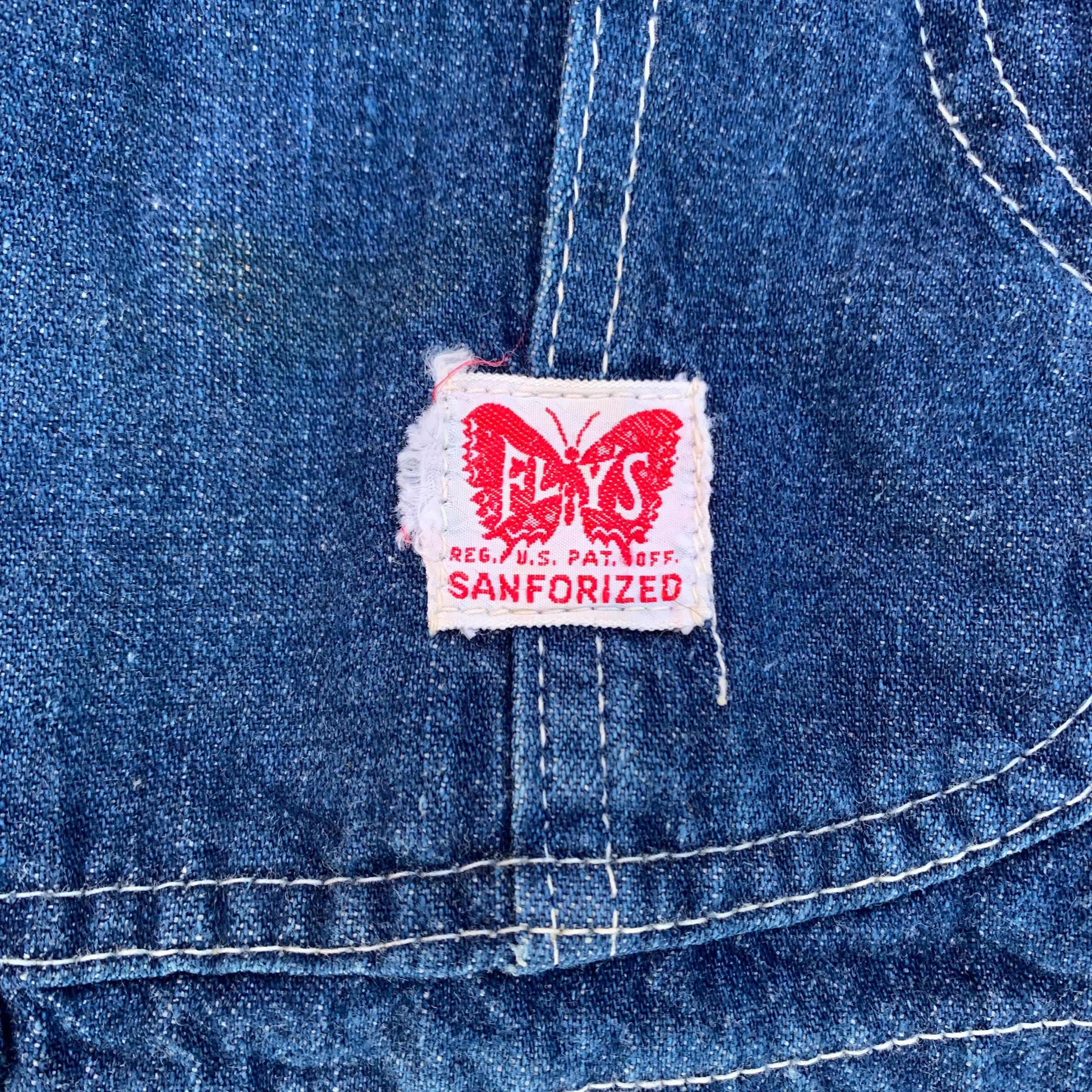 1950’s Fly’s Low-back Denim Overalls 36" x 31.5"