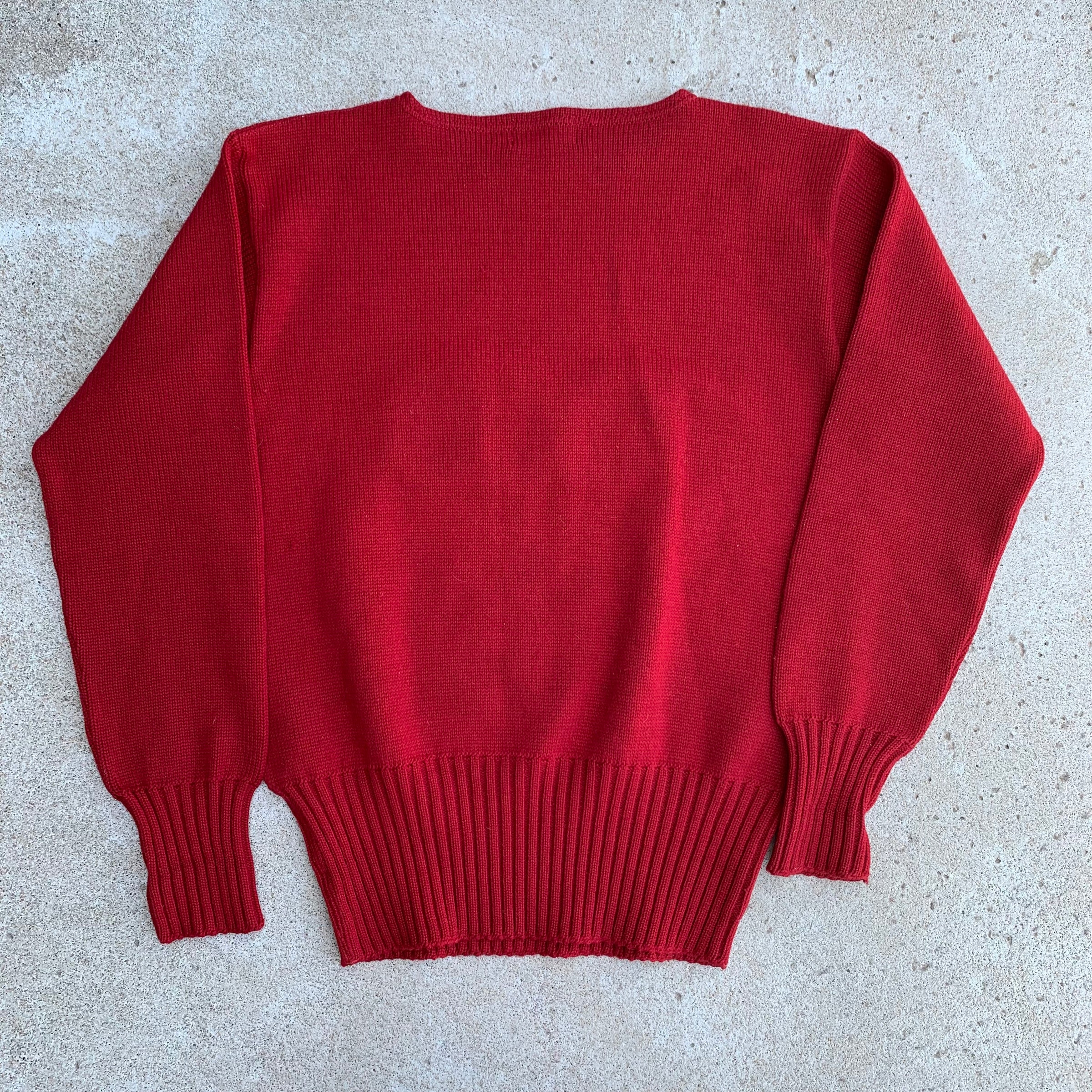 1940's Burgundy Letterman Grad Sweater Size 44