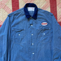1950's Hickory Stripe ESSO Gas Station Service Shirt L/XL