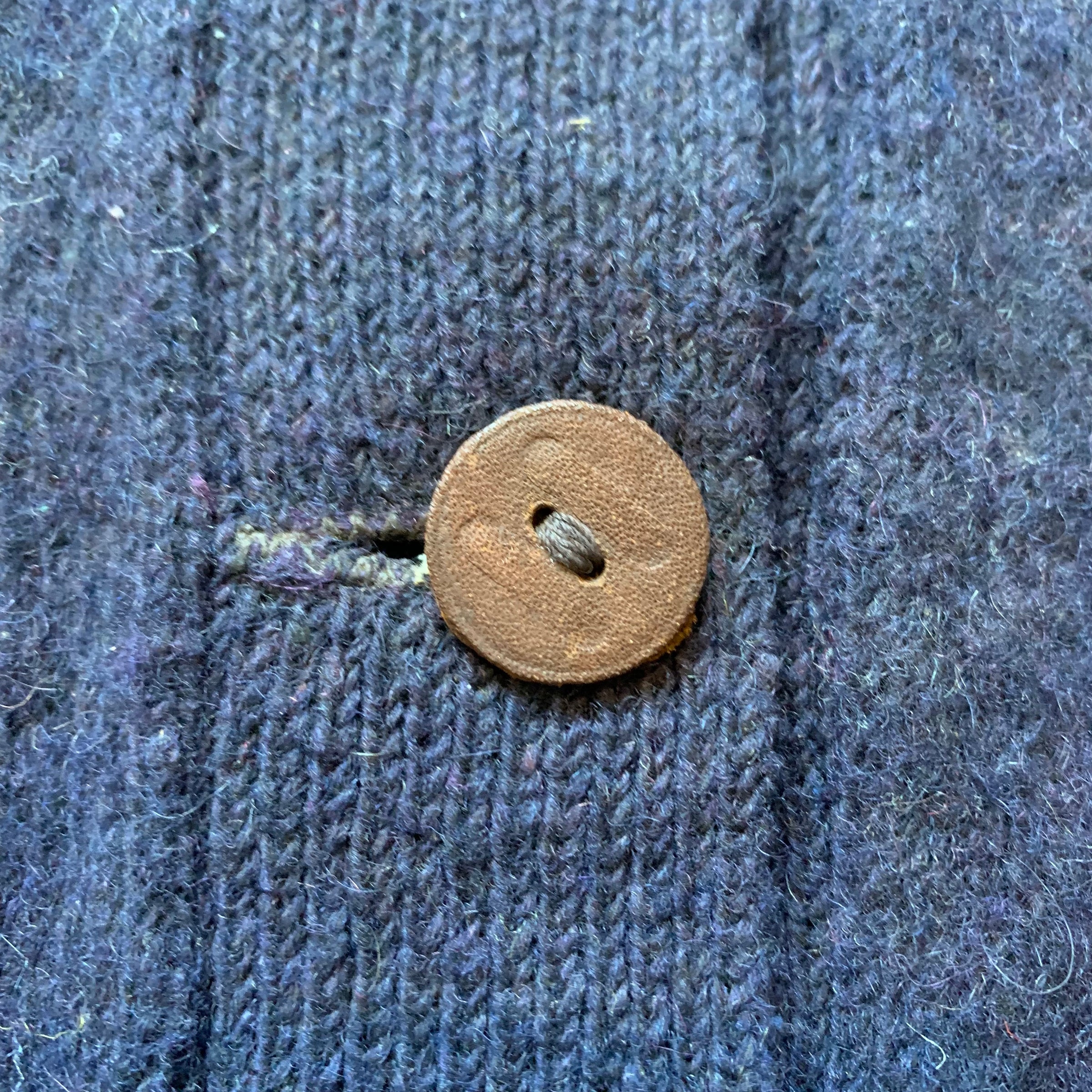 1910’s/20’s “Deadstock” Wool Cardigan with Leather Buttons Size 38