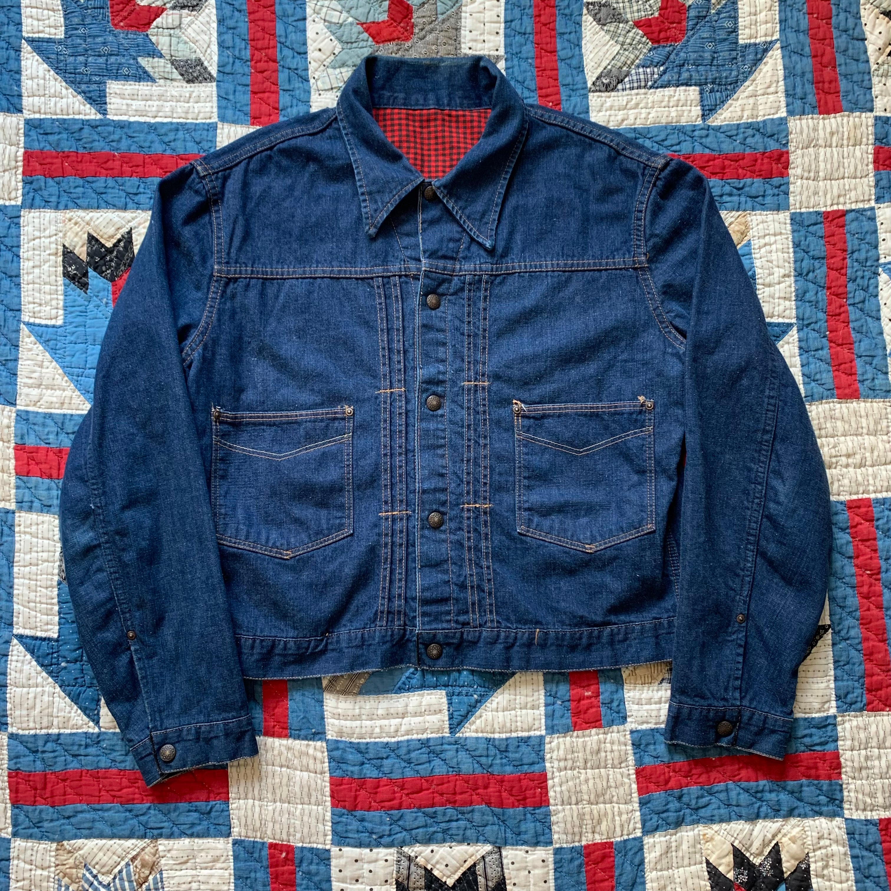 1950's/60's Pleated Blanket Lined Denim Jacket M/L
