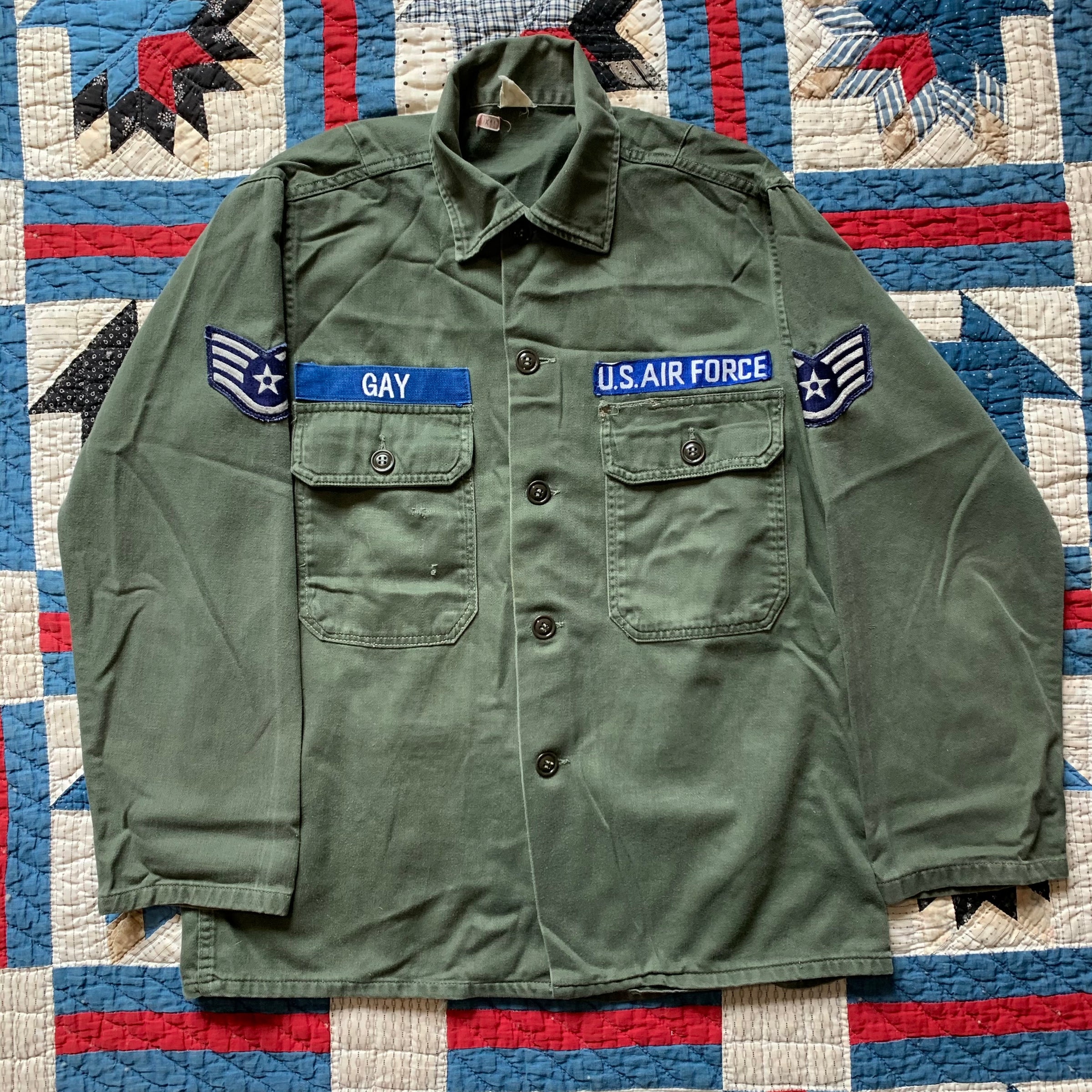 1950's/60's USAF Patched Sateen Cotten Fatigue Shirt S/M