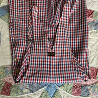 1960's Big Smith Red/Blue Gingham Plaid Overalls 30" x 28.5"