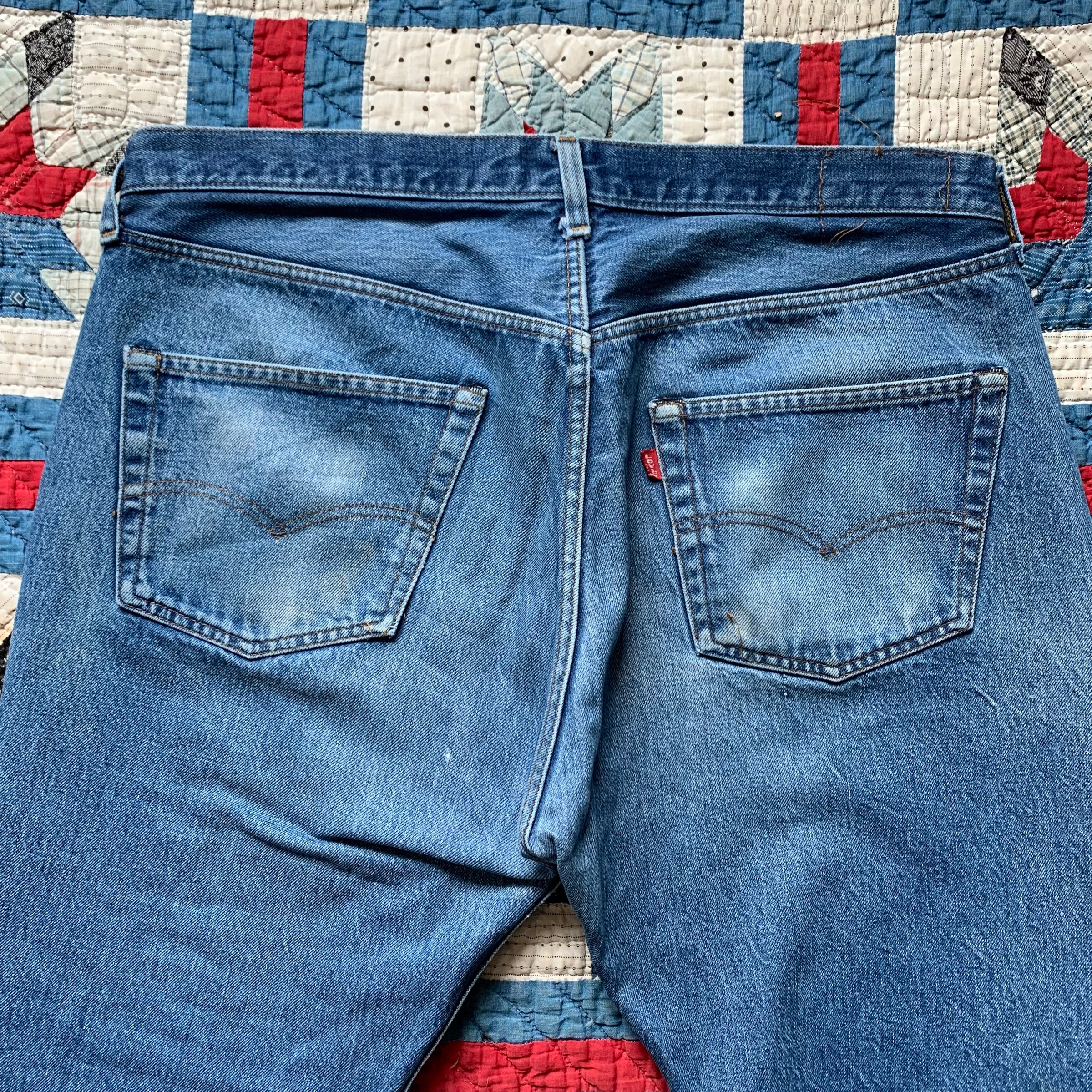 1980's Faded Levi's 501 Selvedge Redline Denim Jeans 38" x 29"