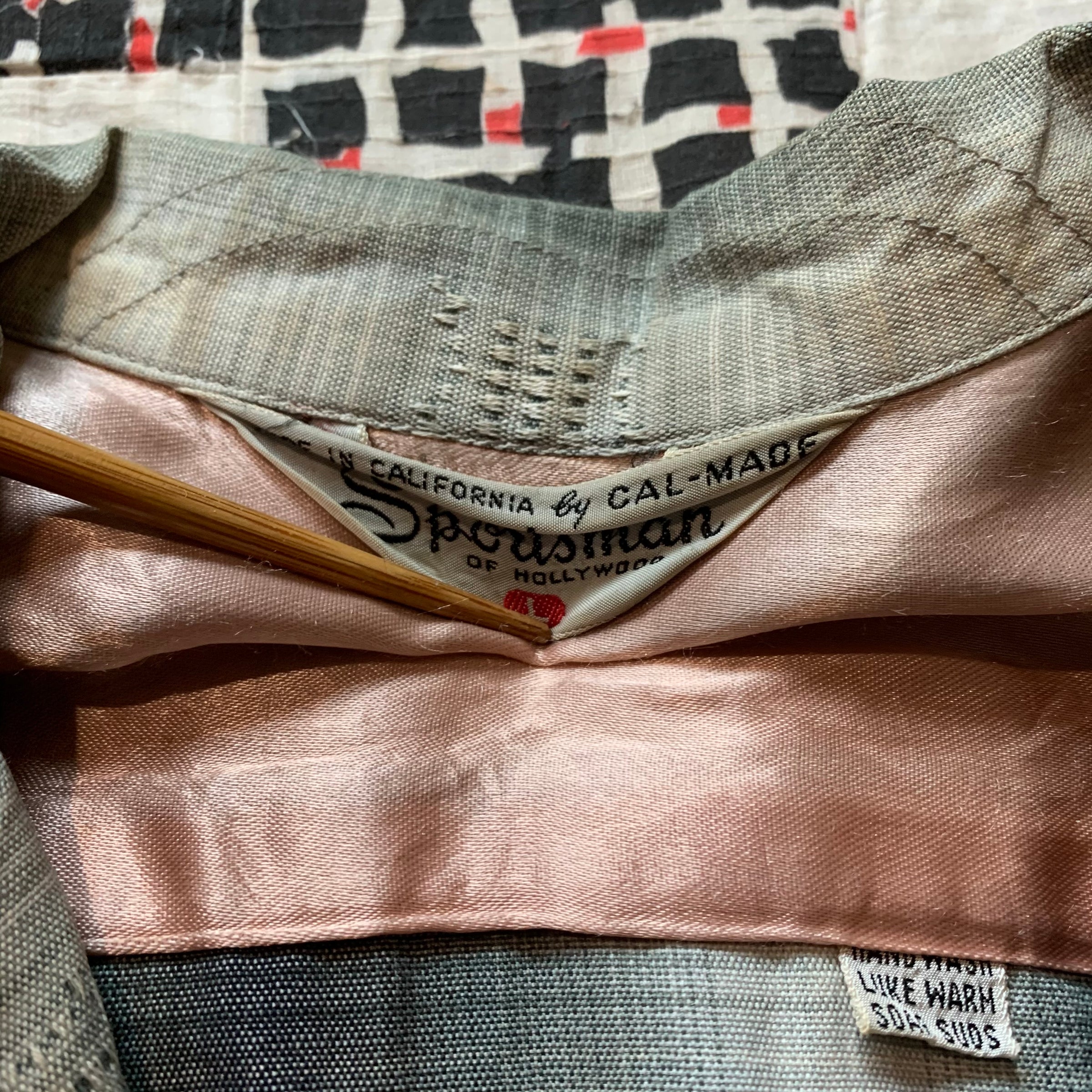 1950's Sportsman of Hollywood Shadow Plaid Rayon Loop Collar Shirt Large