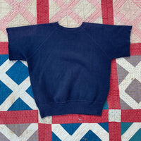 1950's/60's Navy Sorority Chopped Short Sleeve Sweatshirt Small