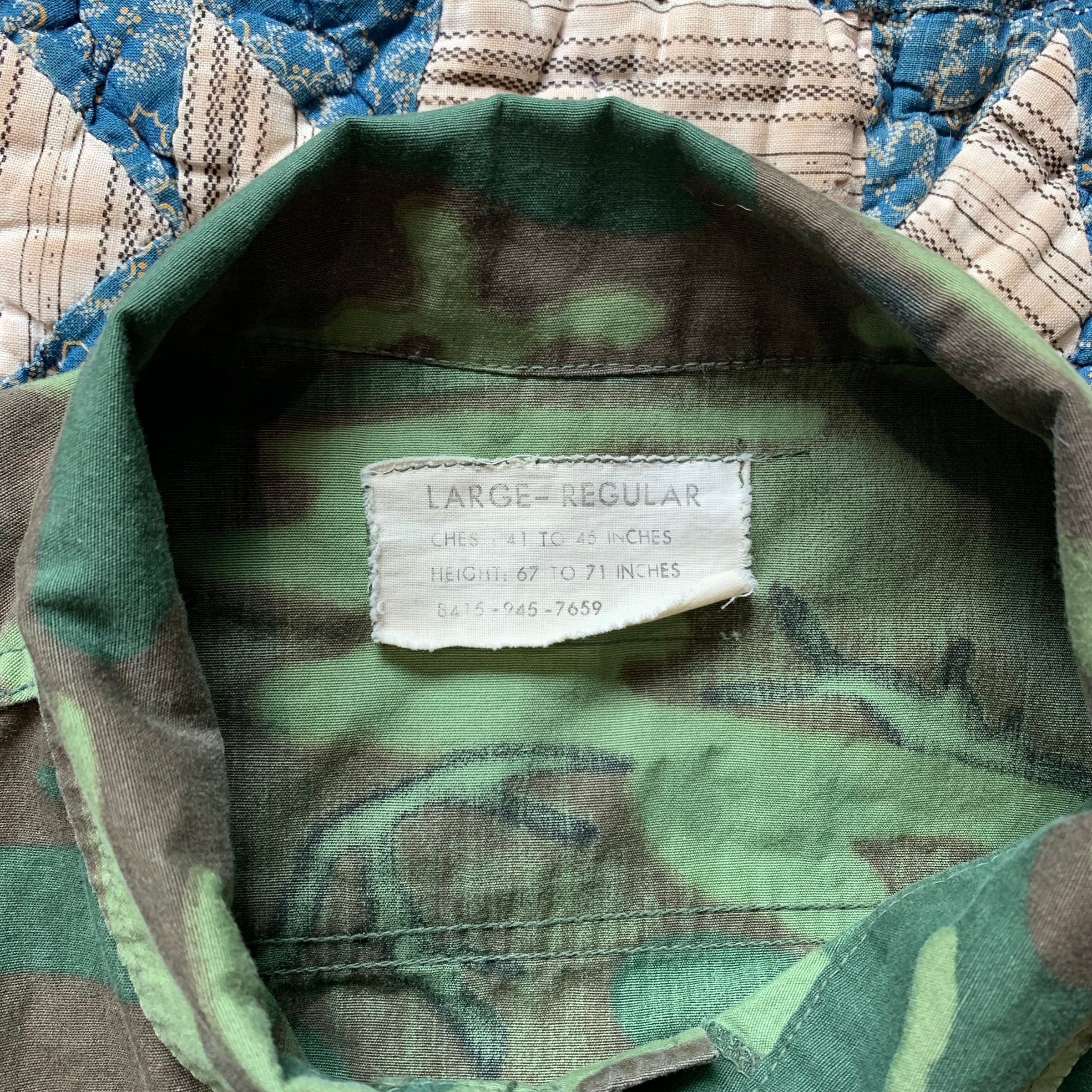 1960's Third Pattern Lowland ERDL Camo Poplin Jungle Jacket Large Regular