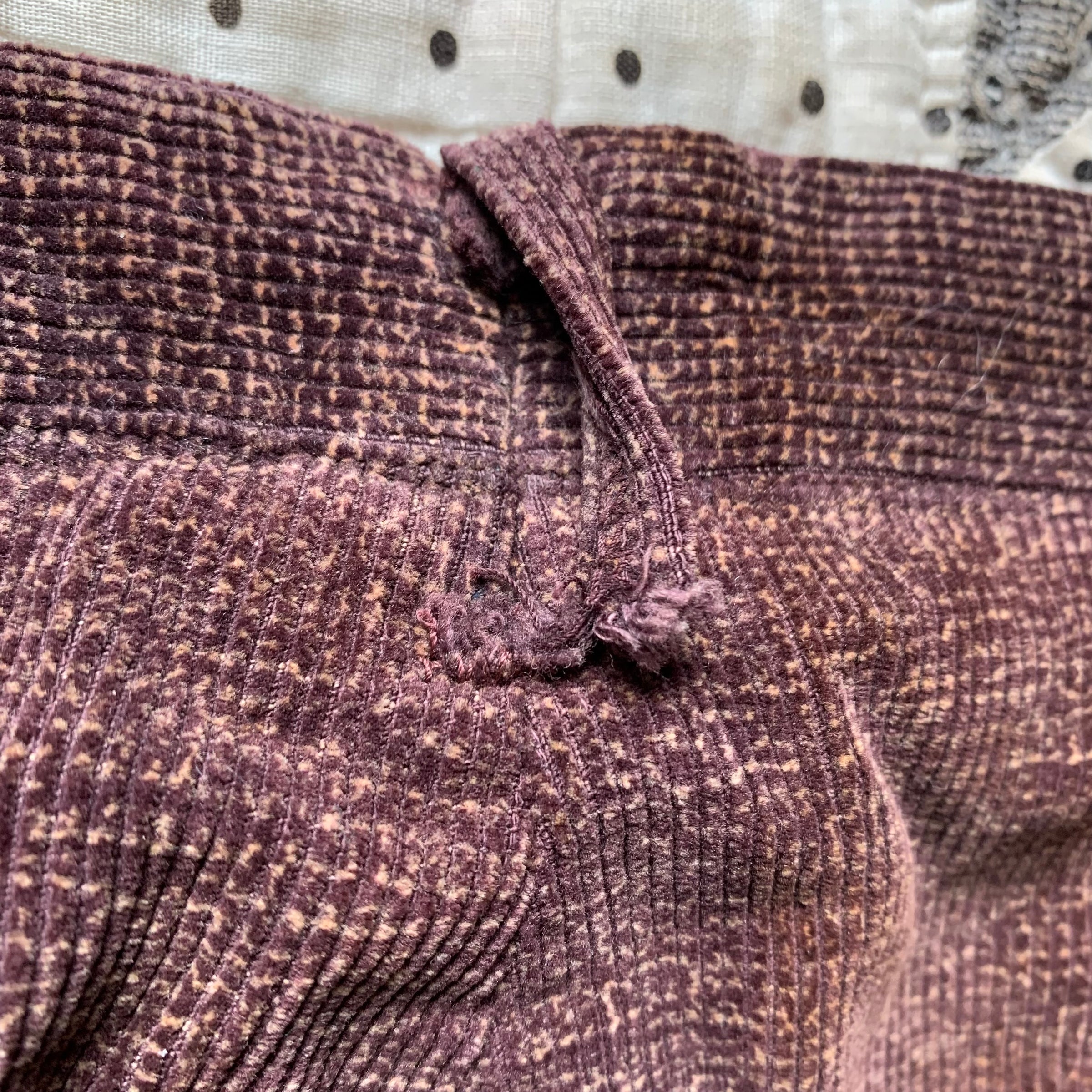 1930's/40's Cone Fabric Textured Brown Corduroy Pants 31" x 28"