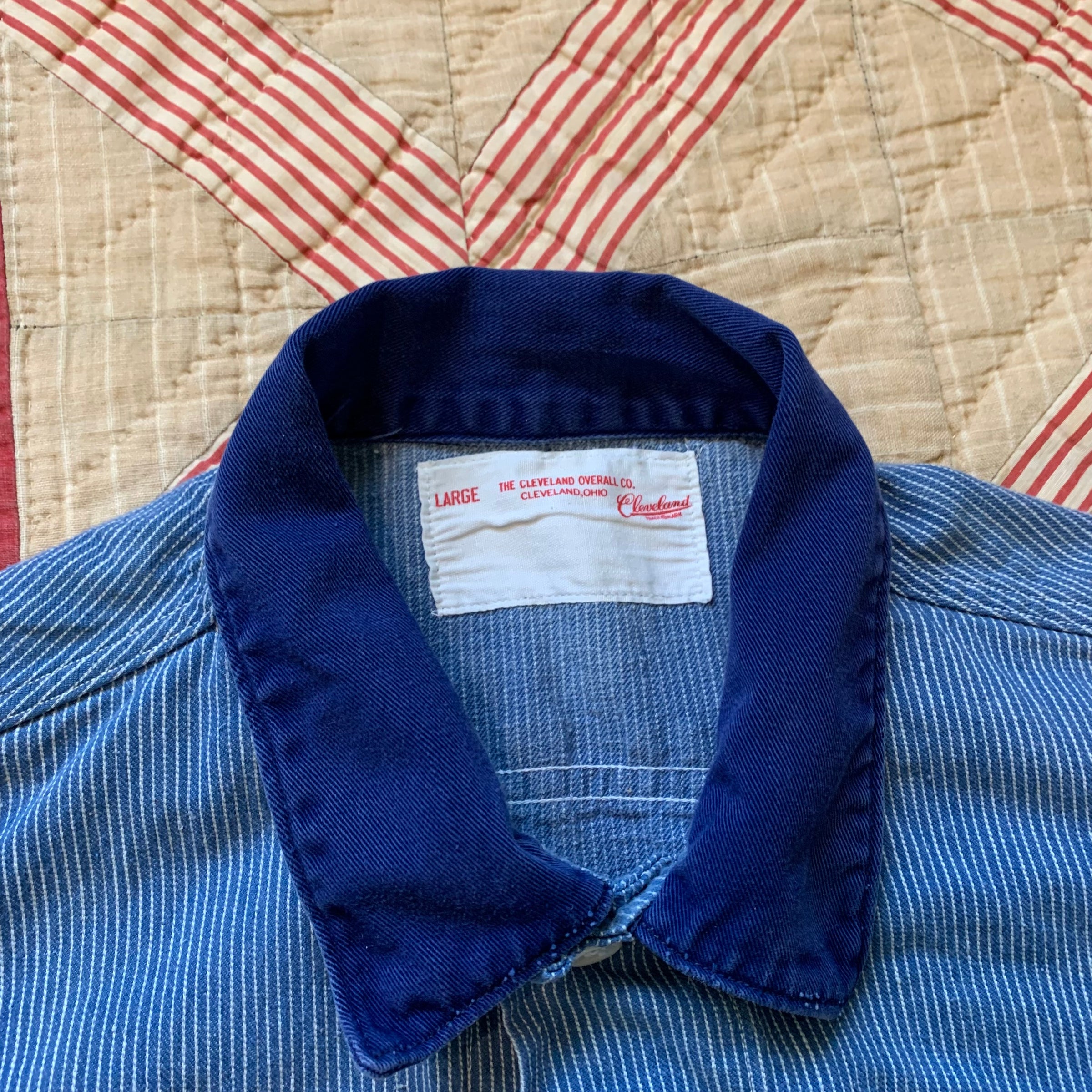 1950's Hickory Stripe ESSO Gas Station Service Shirt L/XL