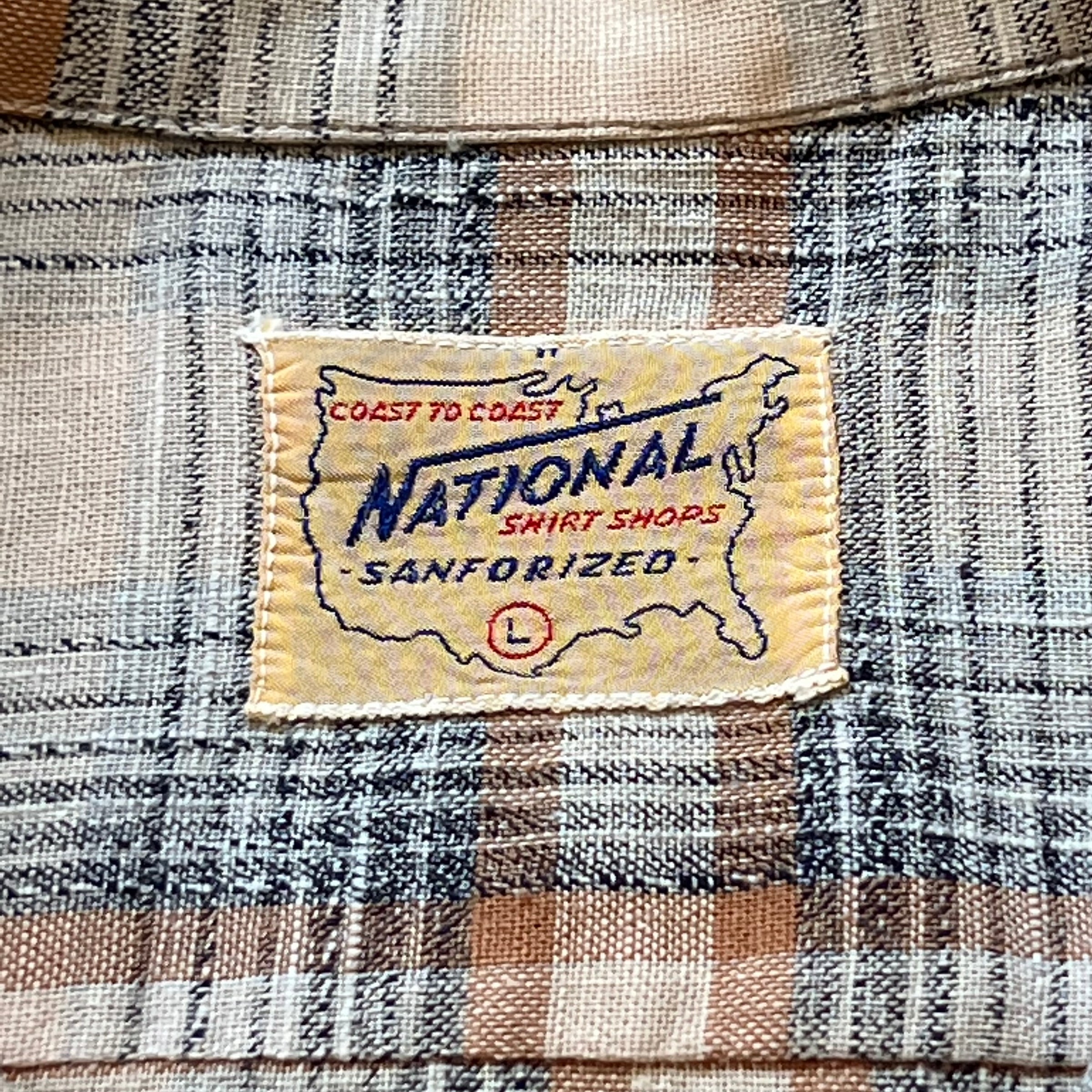 1950's National Shirt Shops Plaid Loop Collar Shirt Large