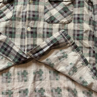 1950's Printed Plaid Loop Collar Cotton Flannel Shirt Medium