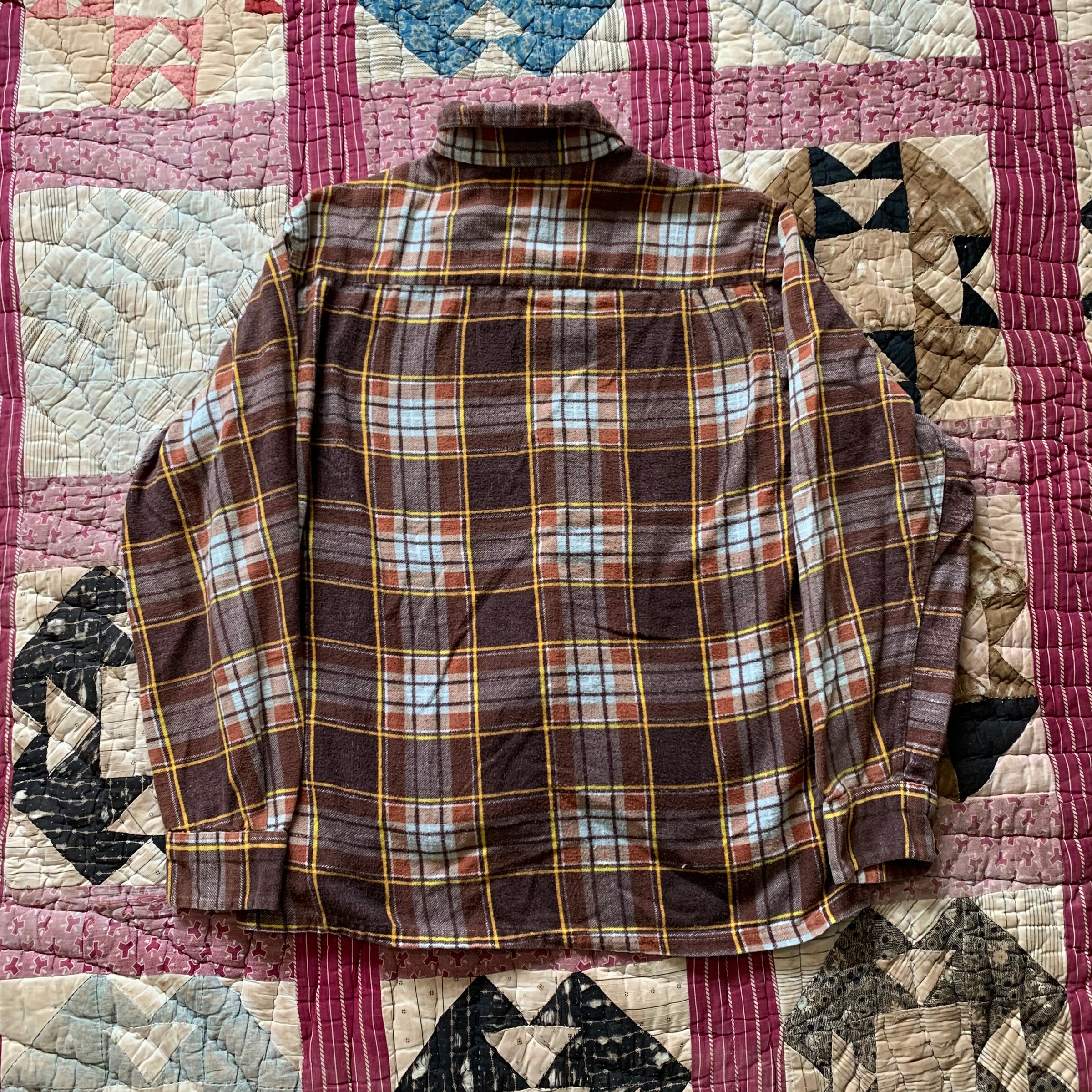 1950's Shirtwear Brown Plaid Sanforized Cotton Flannel Small
