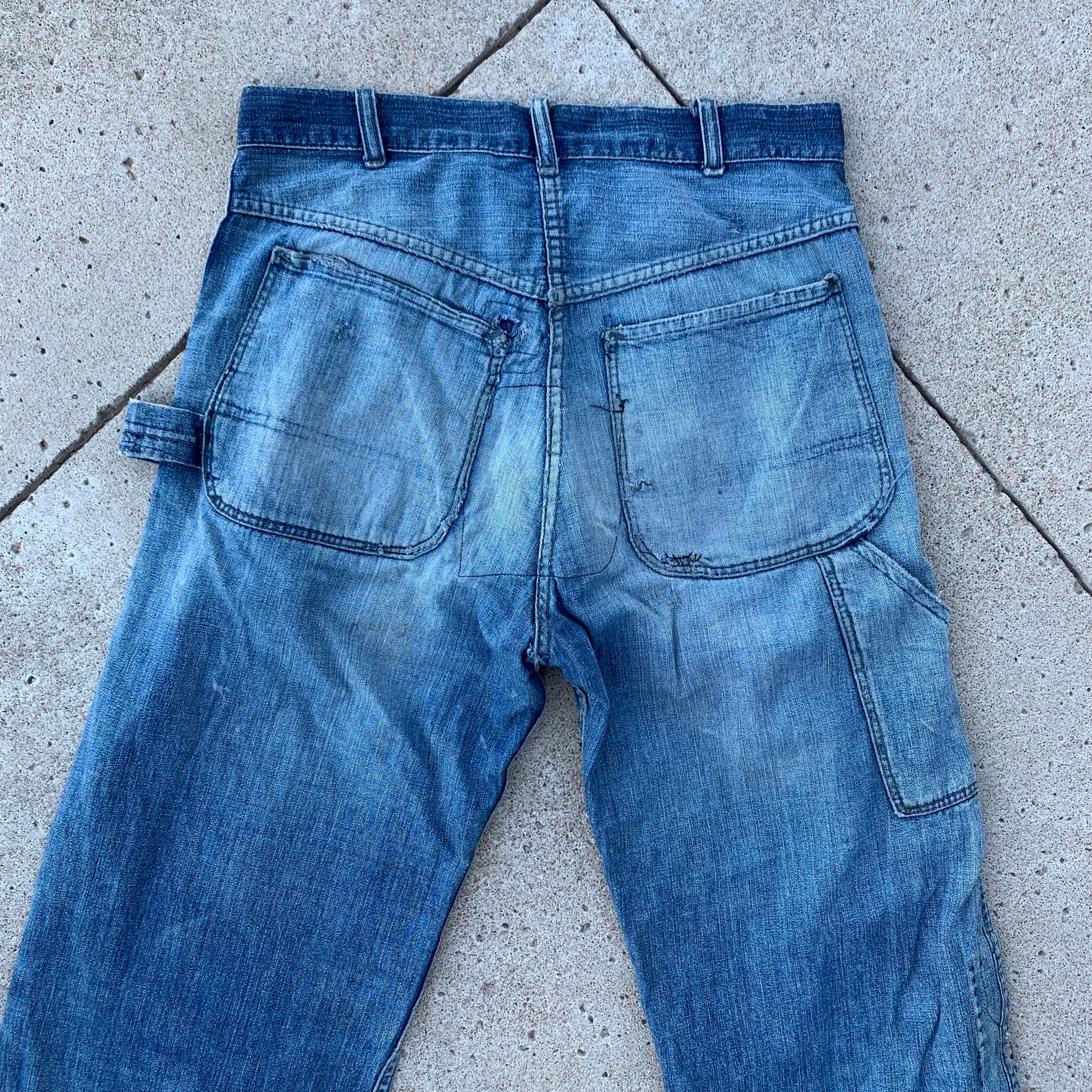 1940’s Repaired Donut Button Carpenter Jeans 32” x 30.5”