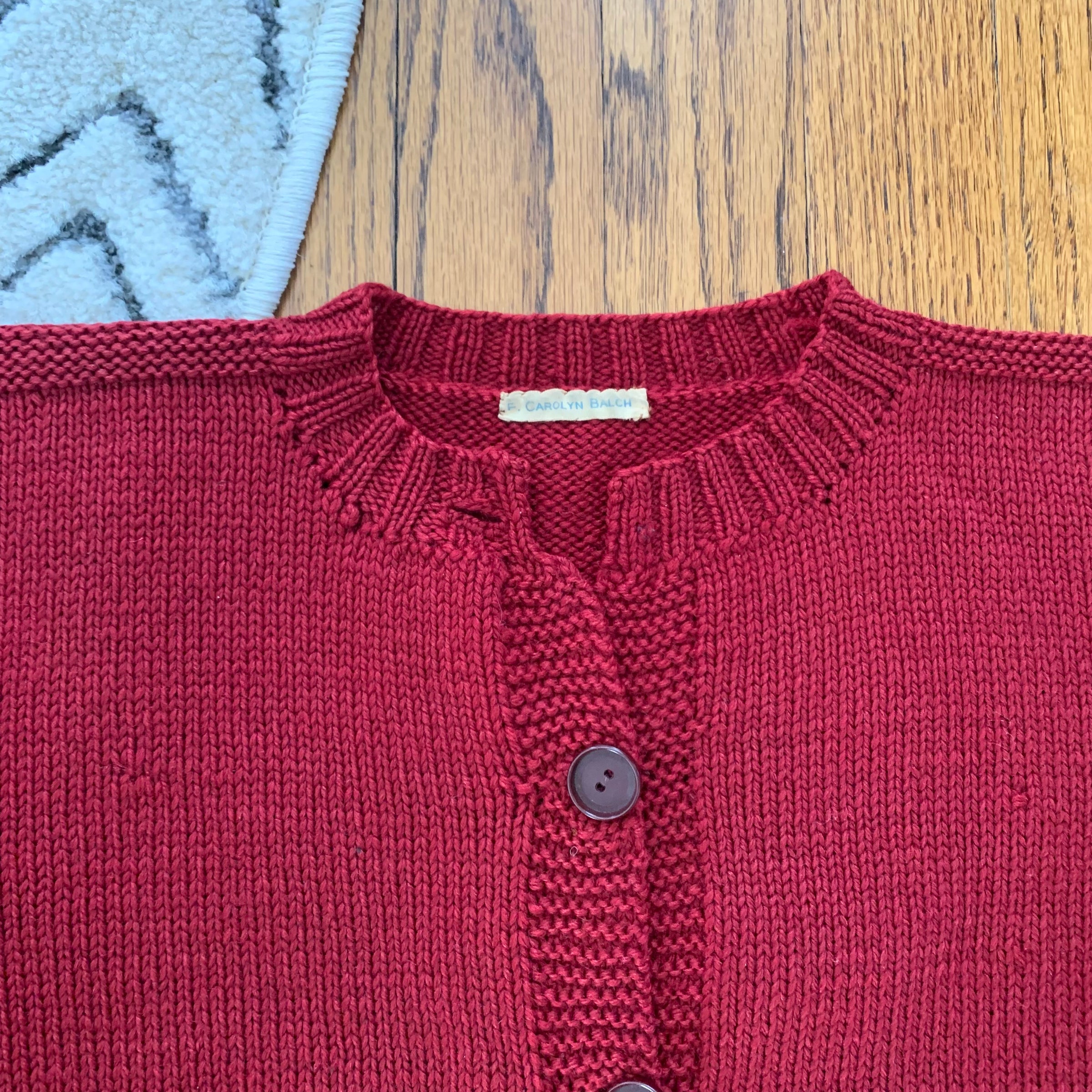 1950’s/60’s Burgundy Button Up Sweater Small