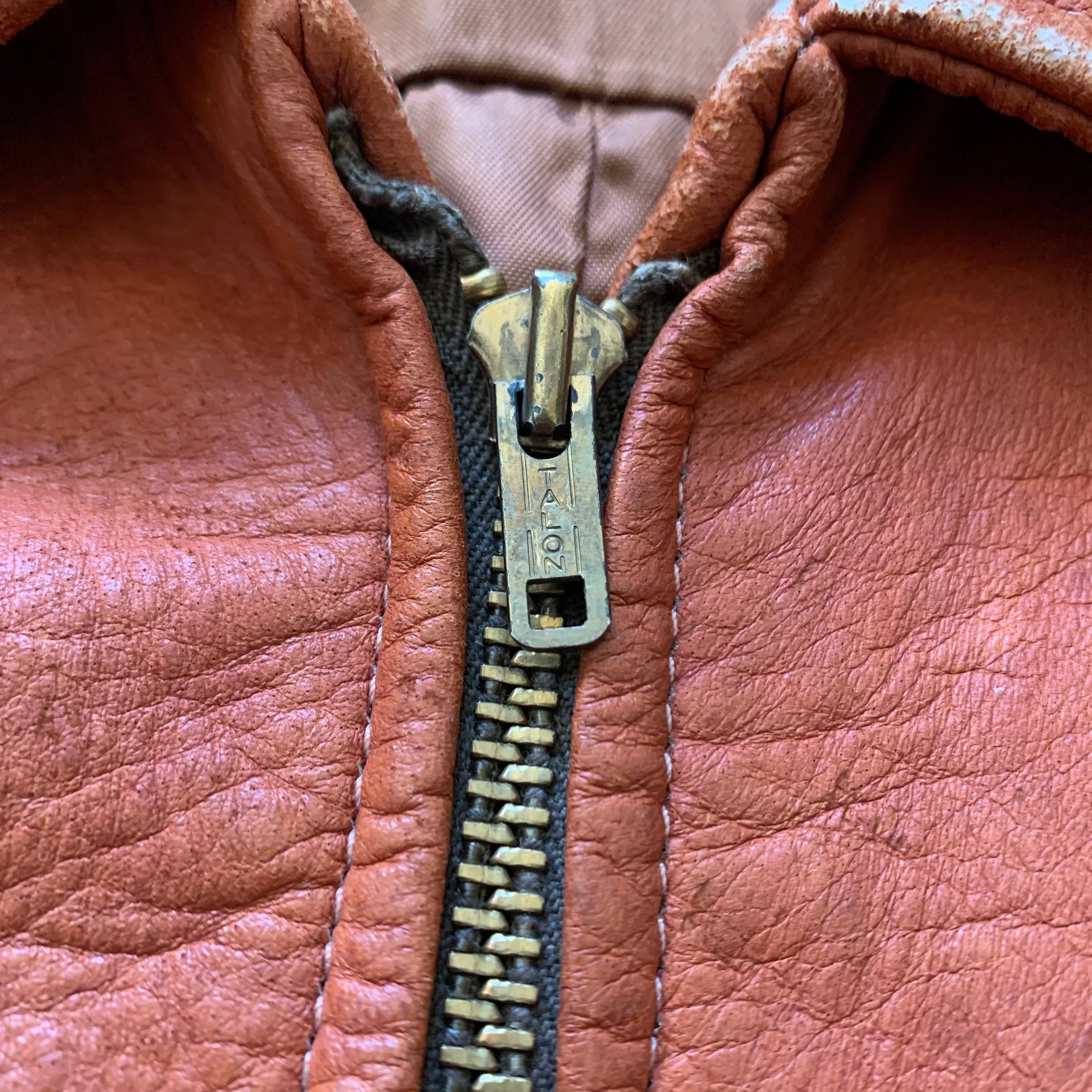 1940's/1950's Light Brown Worn Leather Jacket M/L