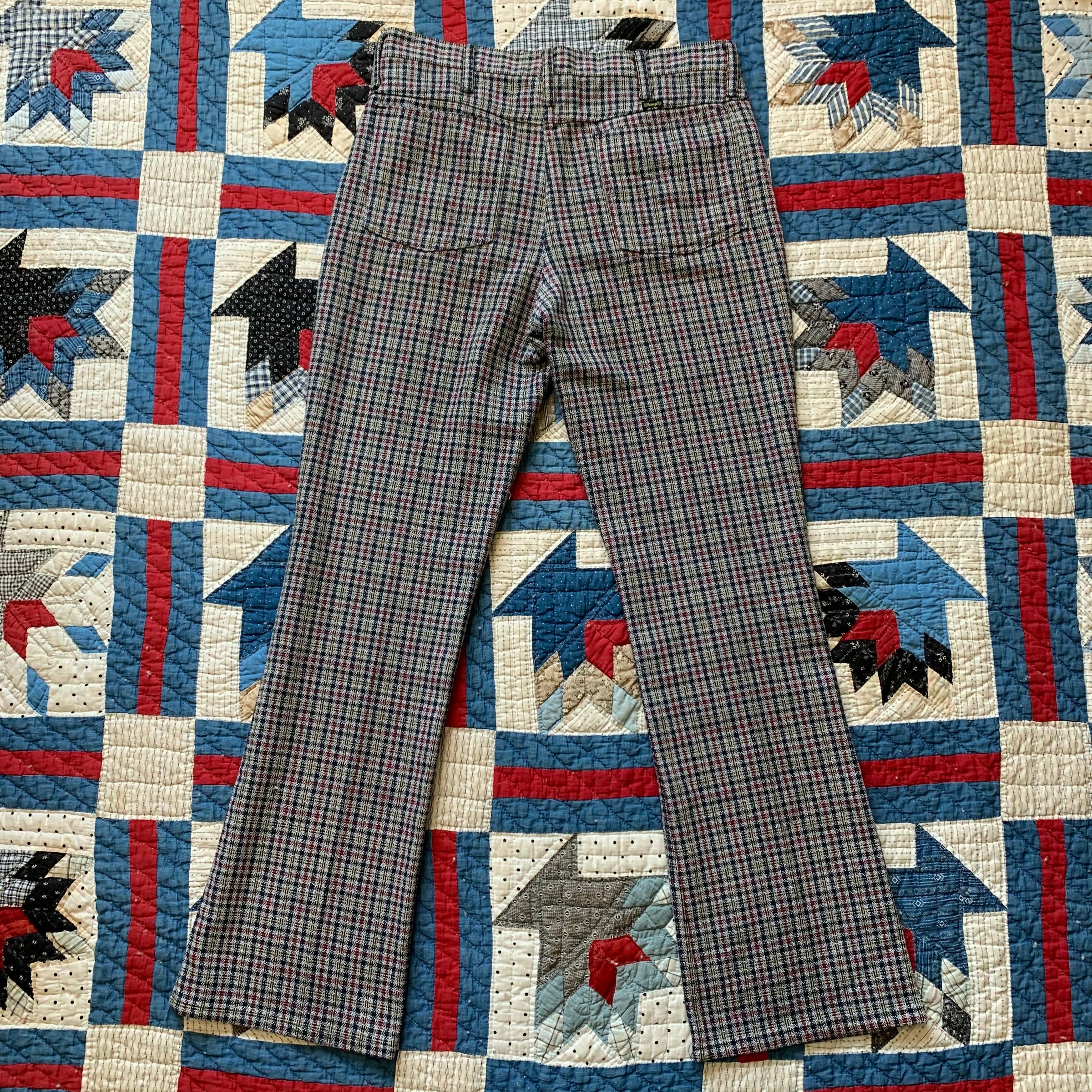 1960's/70's Wrangler Cotton Plaid Flared Trousers 33" x 31"
