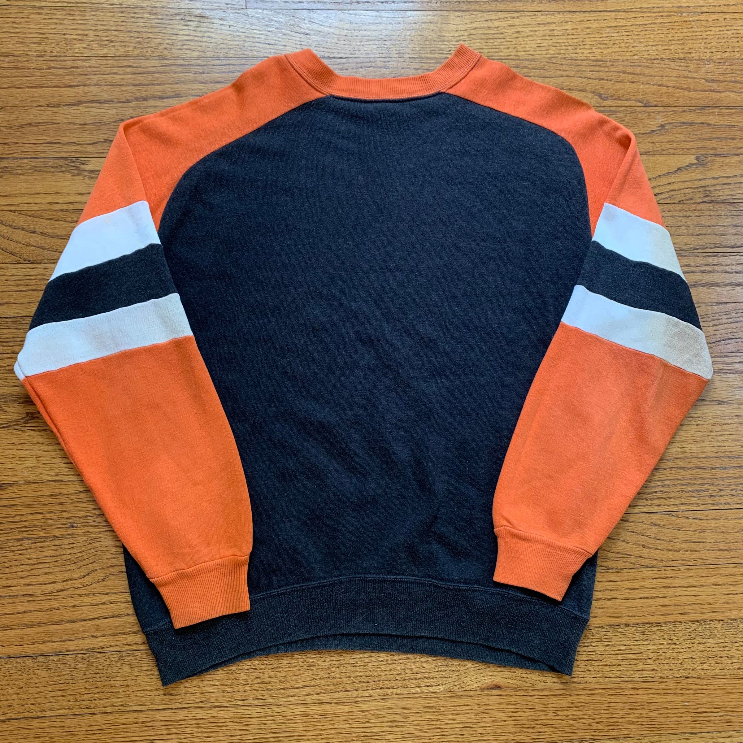 1960's Orange and Black Freedom Sleeve Crewneck Sweatshirt Large