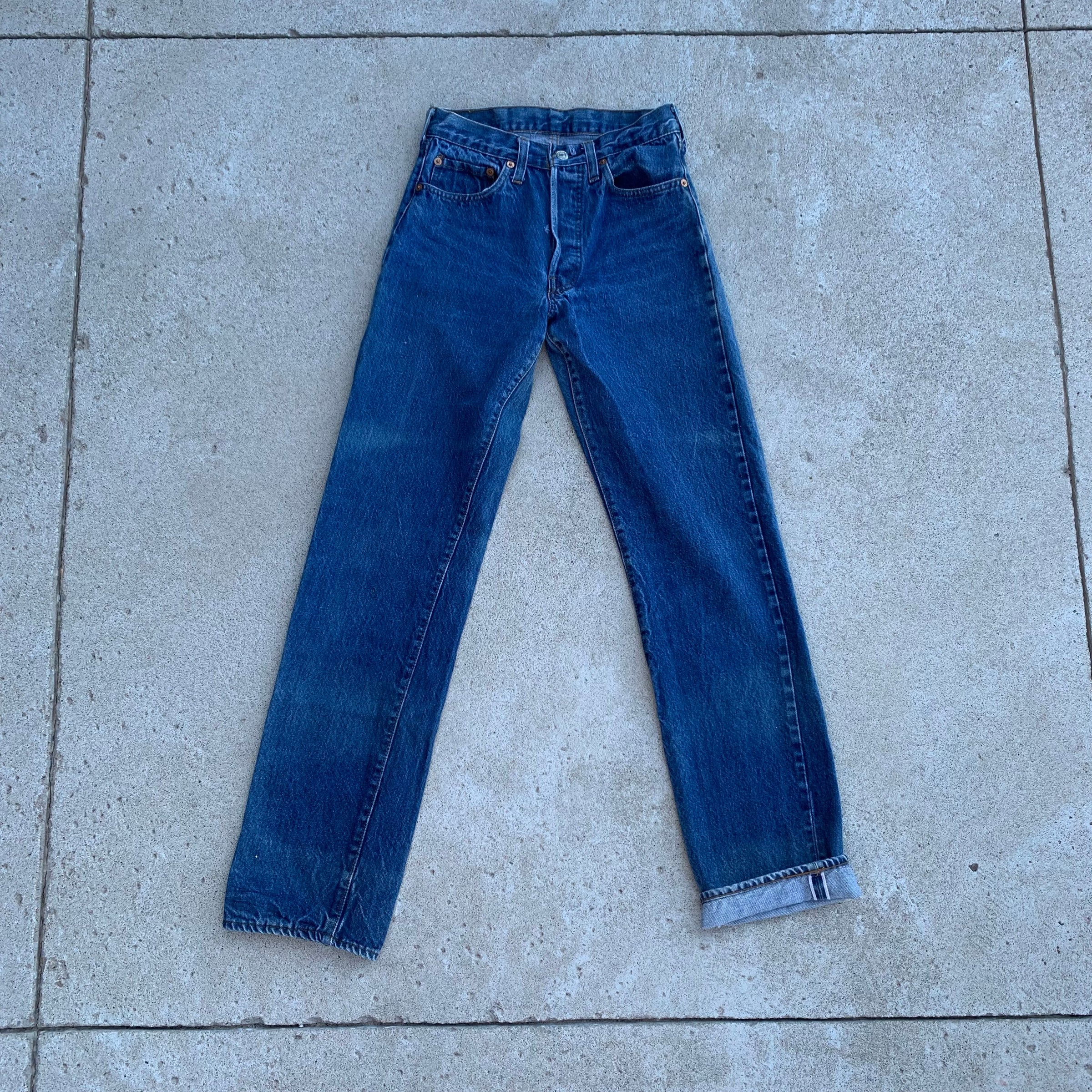 1980's Dark Wash Levi's 501 Redline Selvedge Denim Jeans 26" x 31"