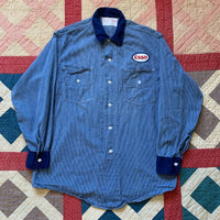 1950's Hickory Stripe ESSO Gas Station Service Shirt L/XL