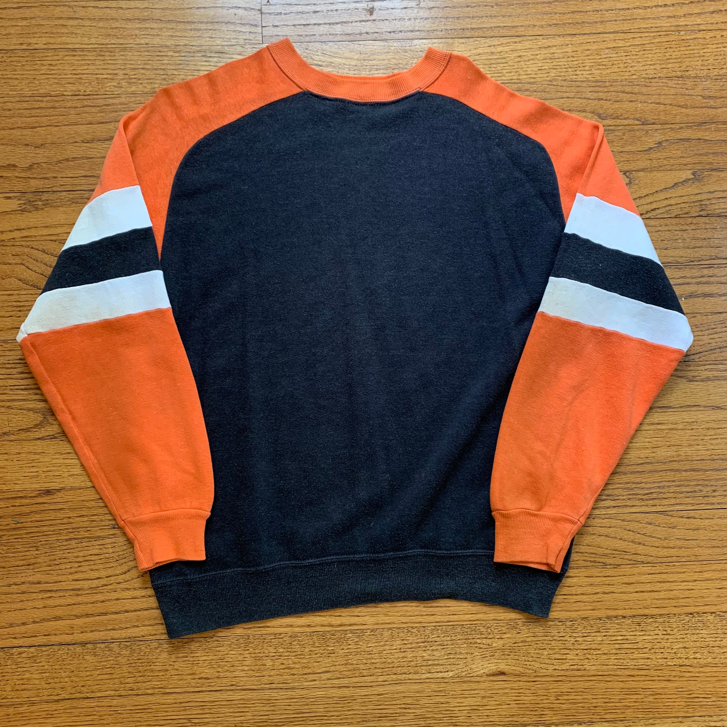 1960's Orange and Black Freedom Sleeve Crewneck Sweatshirt Large