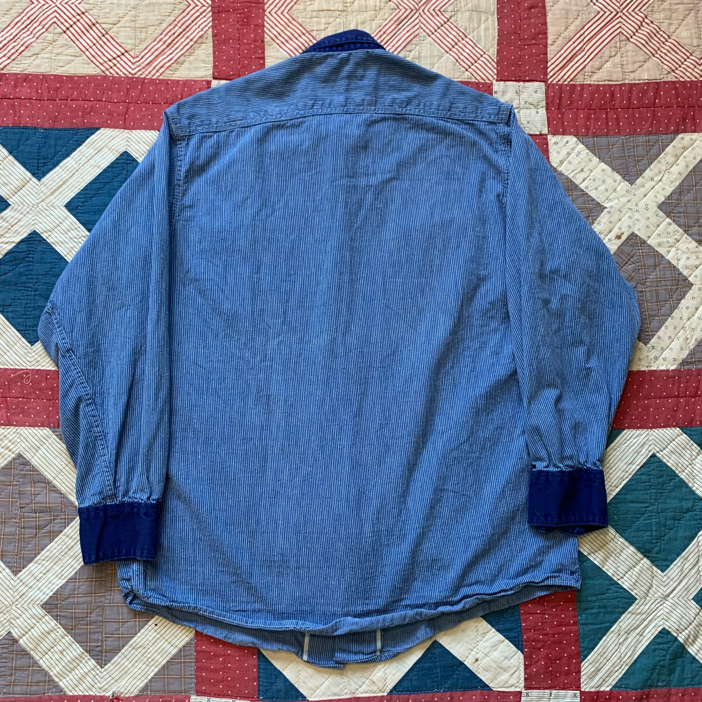 1950's Hickory Stripe ESSO Gas Station Service Shirt L/XL