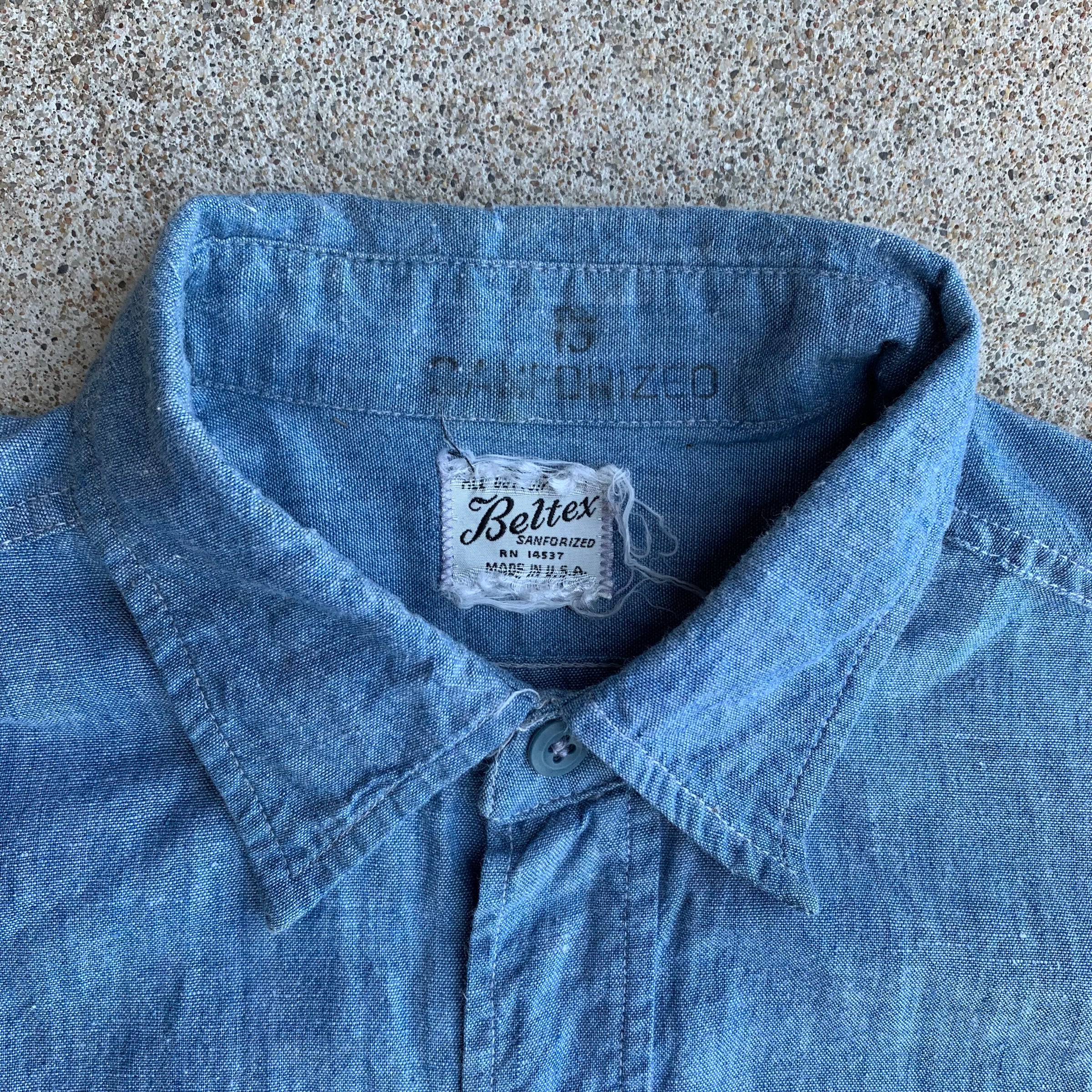 1950's Beltex Sanforized Chambray Work Shirt S/M