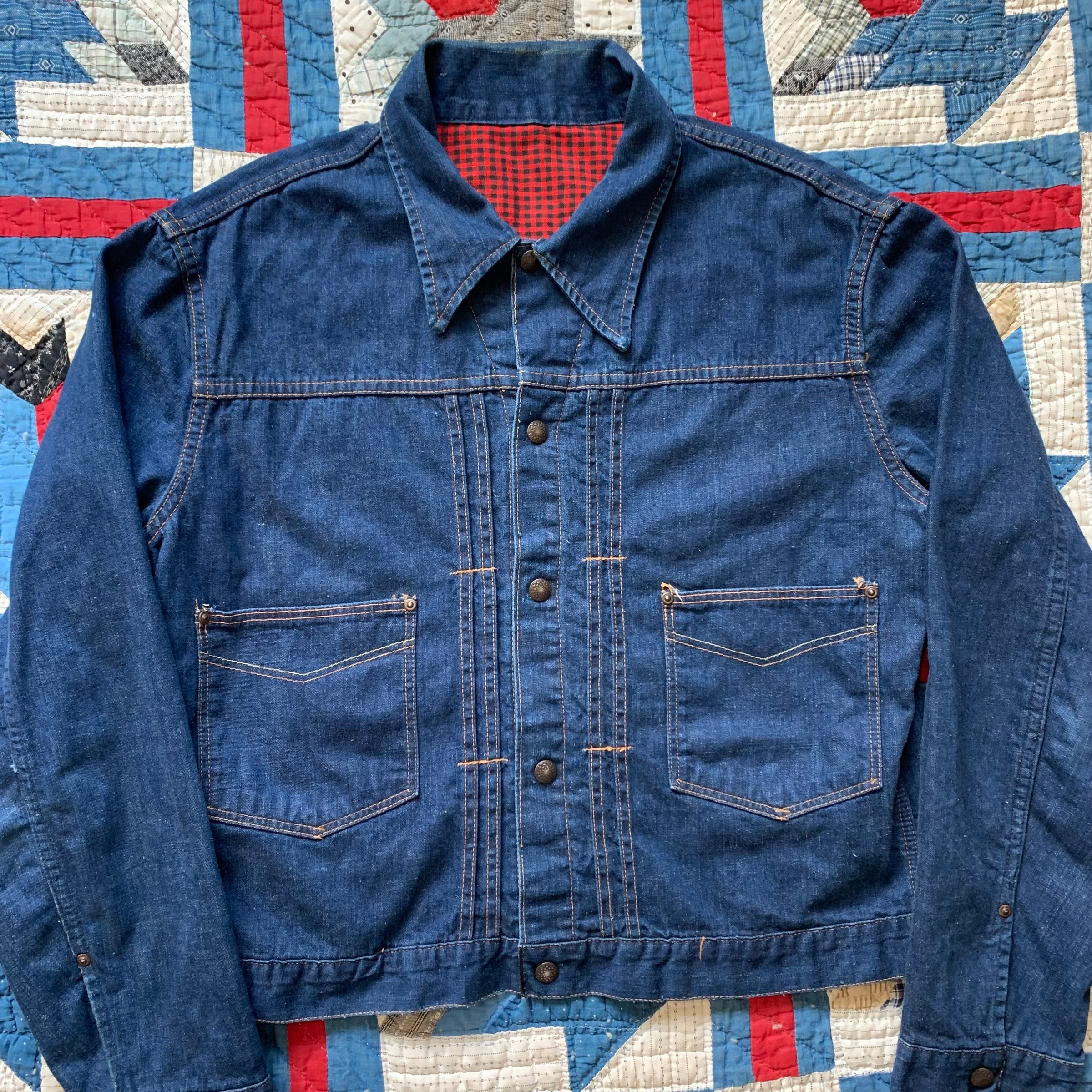 1950's/60's Pleated Blanket Lined Denim Jacket M/L