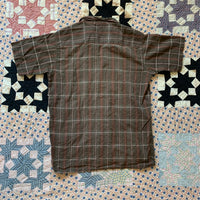 1960's Brown Plaid Short Sleeve Button Down Shirt Small