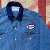 1950's Hickory Stripe ESSO Gas Station Service Shirt L/XL
