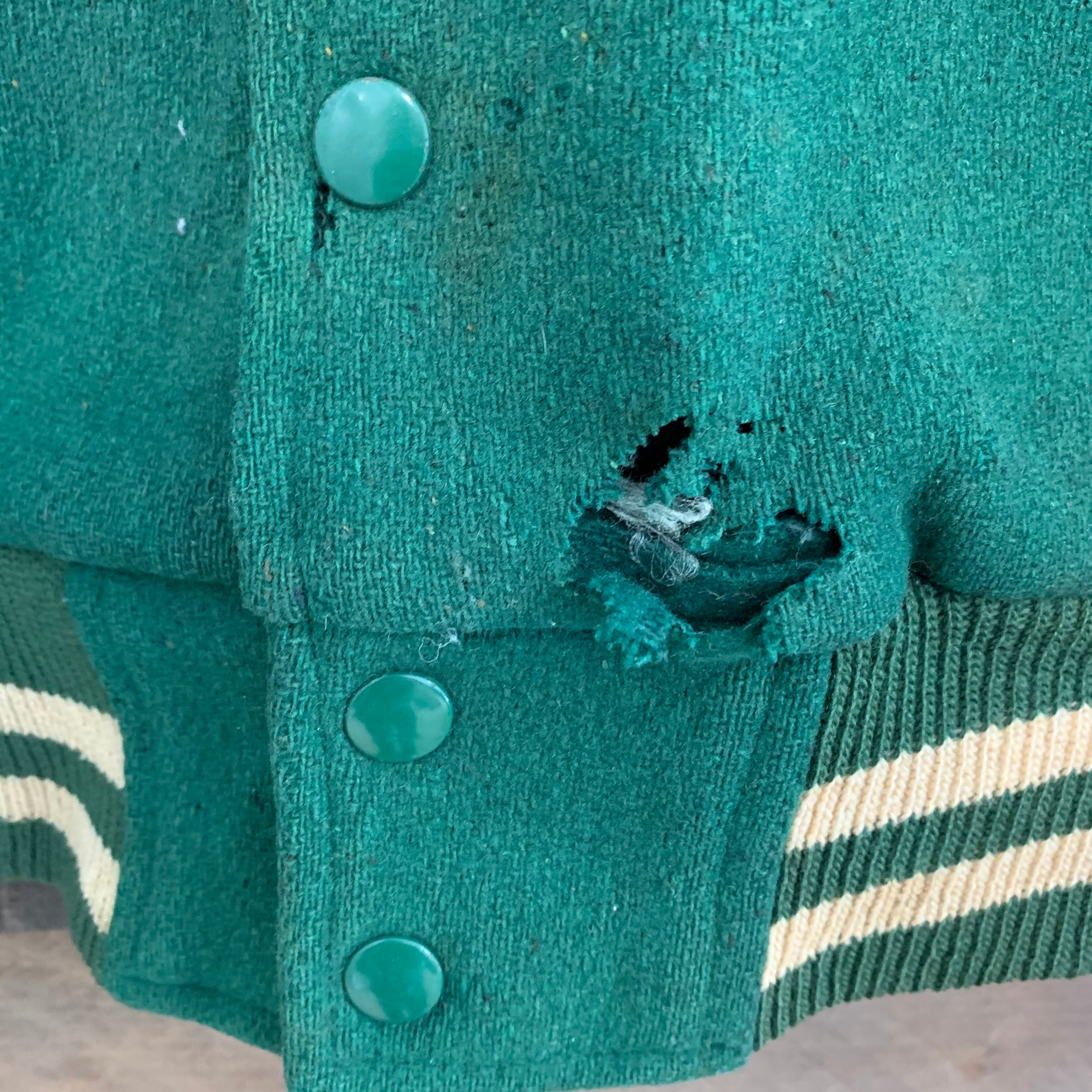 1950's Green Wool Lan-Mark Rosedale R Club Varsity Jacket Tagged 42 M/L