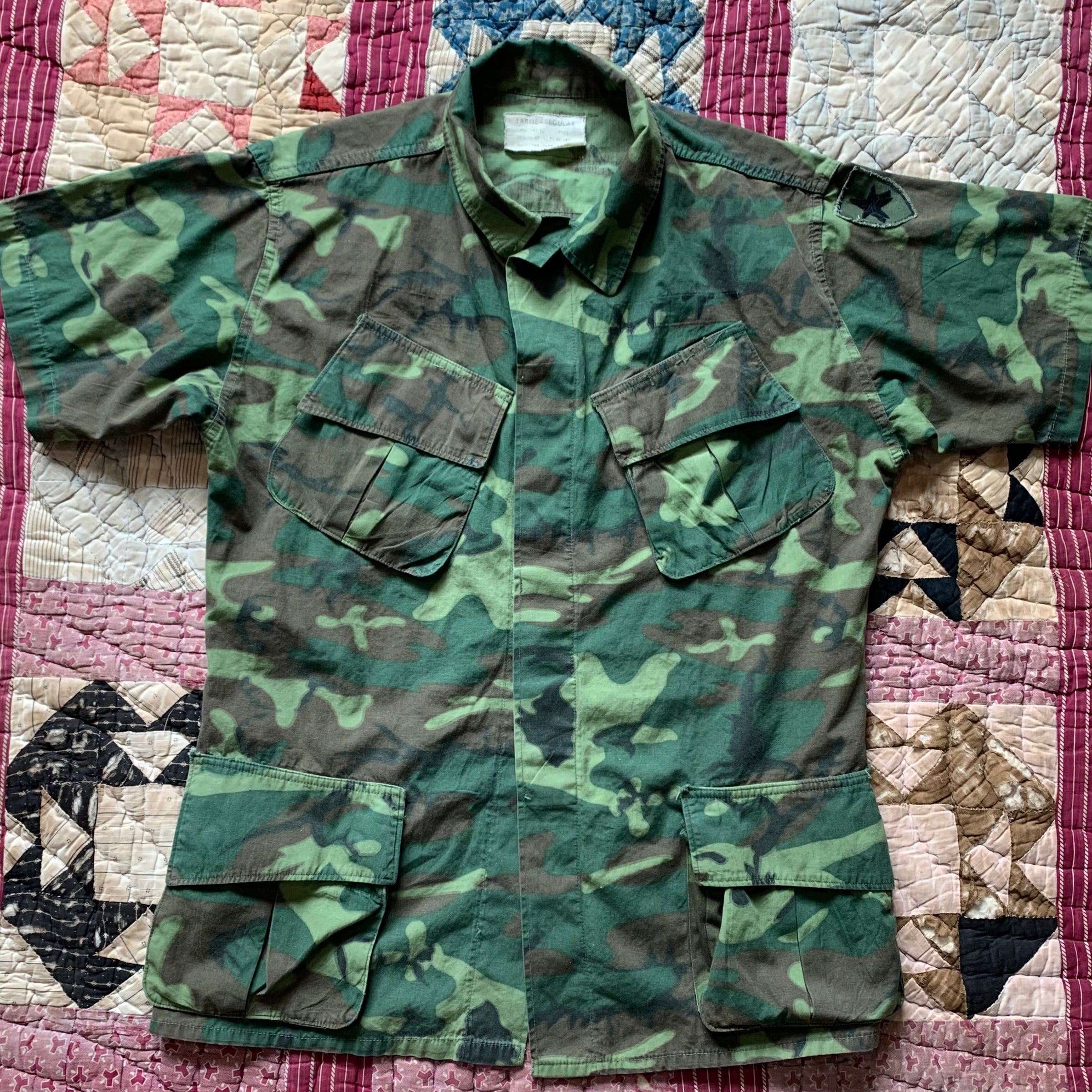 1960's Third Pattern Lowland ERDL Camo Poplin Jungle Jacket Large Regular