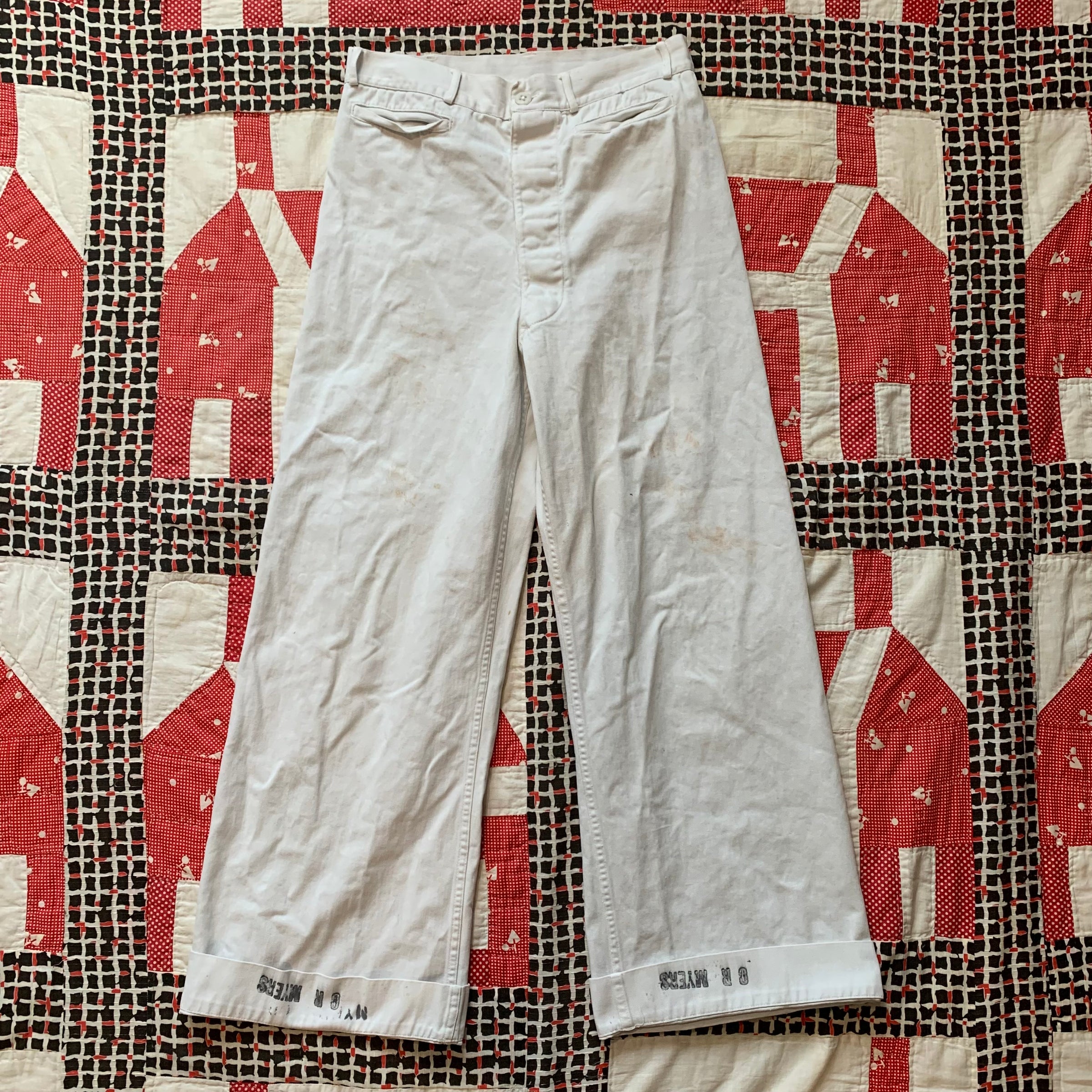 1910’s WWI Stenciled Sailor Whites 29” x 29”