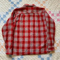 1950's Pilgrim Wool Blend Plaid Loop Collar Shirt S/M