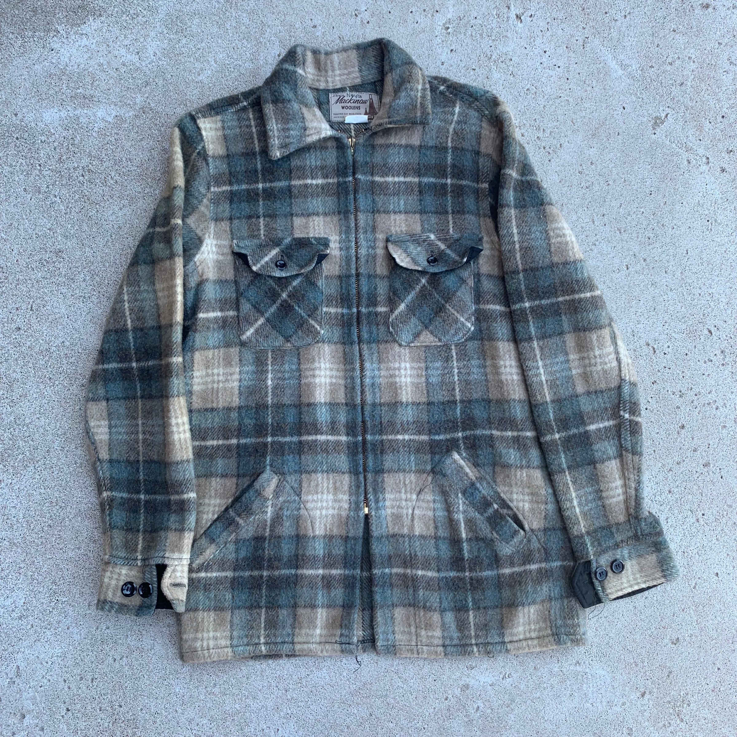 1960’s Beige Plaid CPO Wool Jacket S/M