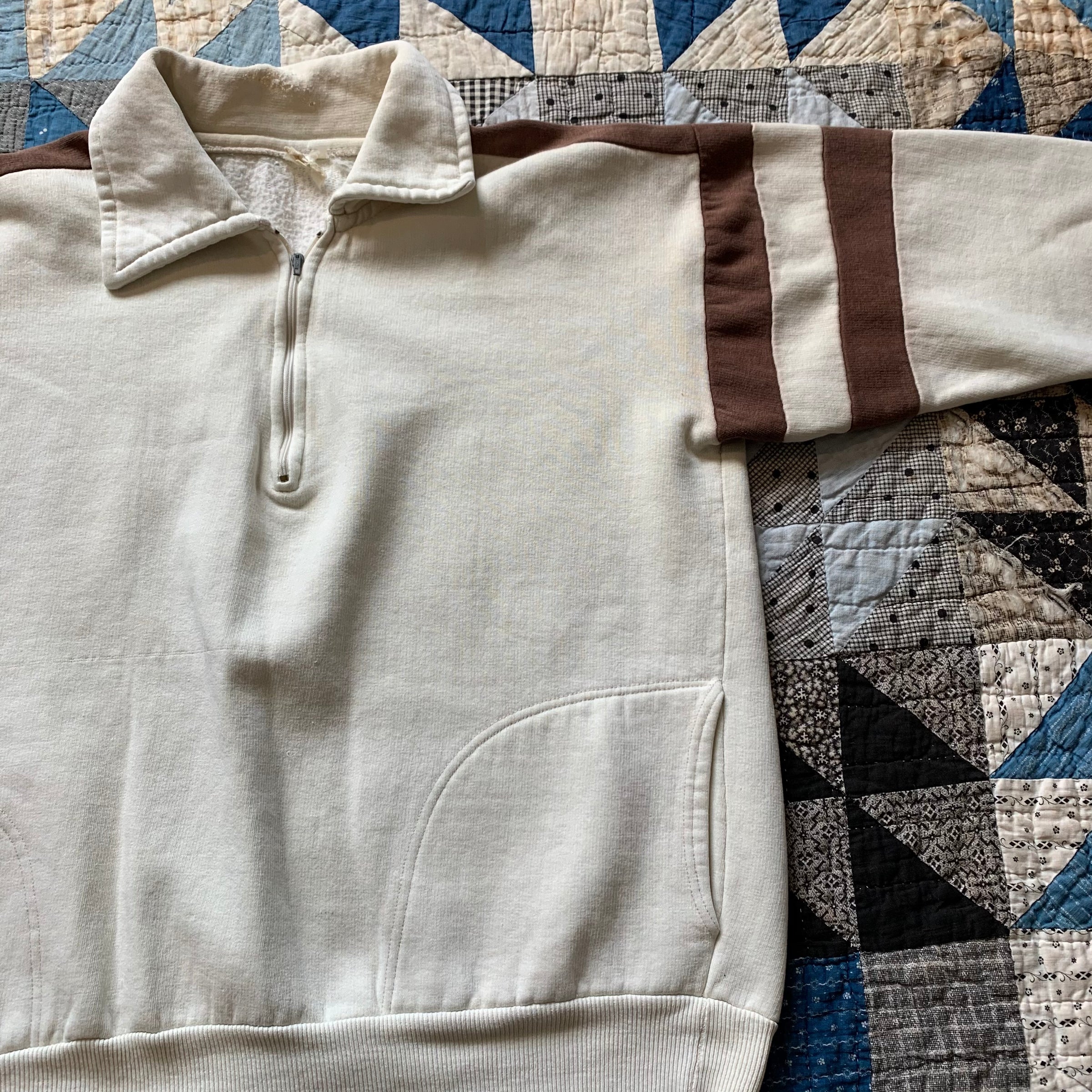 1960's French Quarter Zip Sweatshirt with D Pockets Large