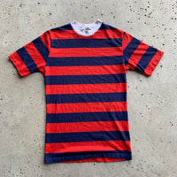 1960's/70's Jantzen Red and Blue Border Stripe T-Shirt Small