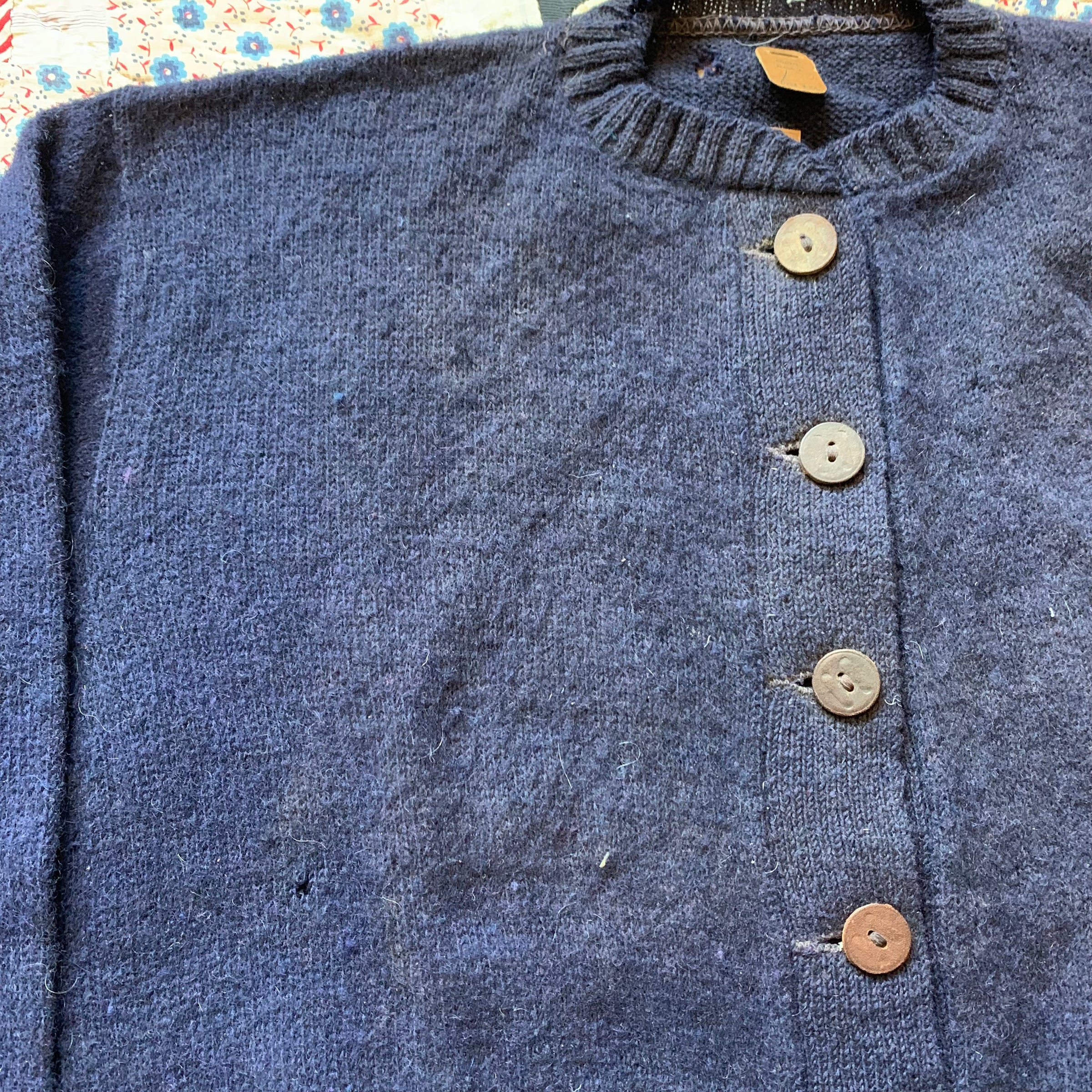 1910’s/20’s “Deadstock” Wool Cardigan with Leather Buttons Size 38