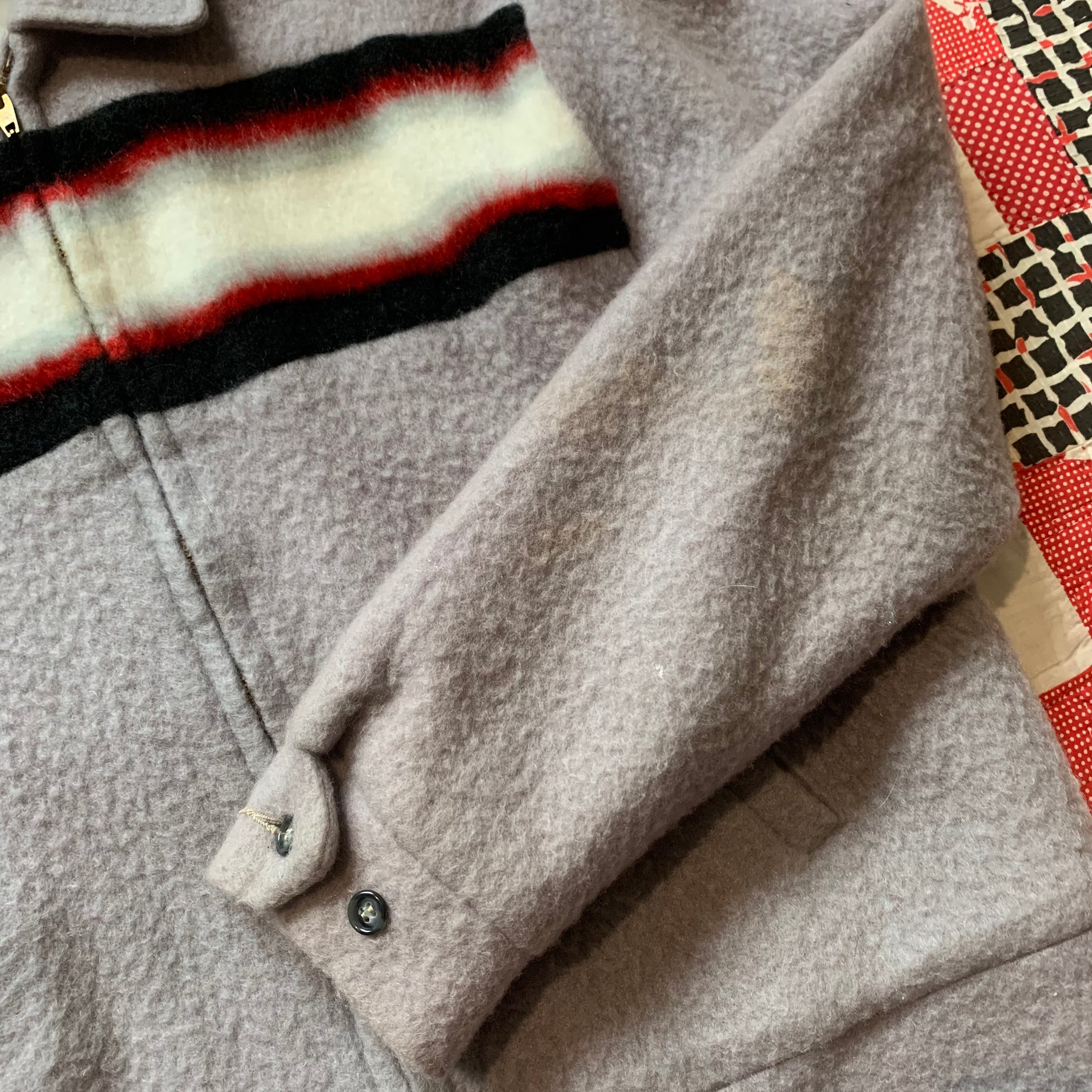 1950’s Tri-Tone Striped Fleece Rockabilly Jacket Medium