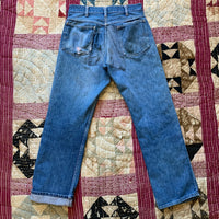 1960's Patched Distressed Denim Jeans 28" x 28"