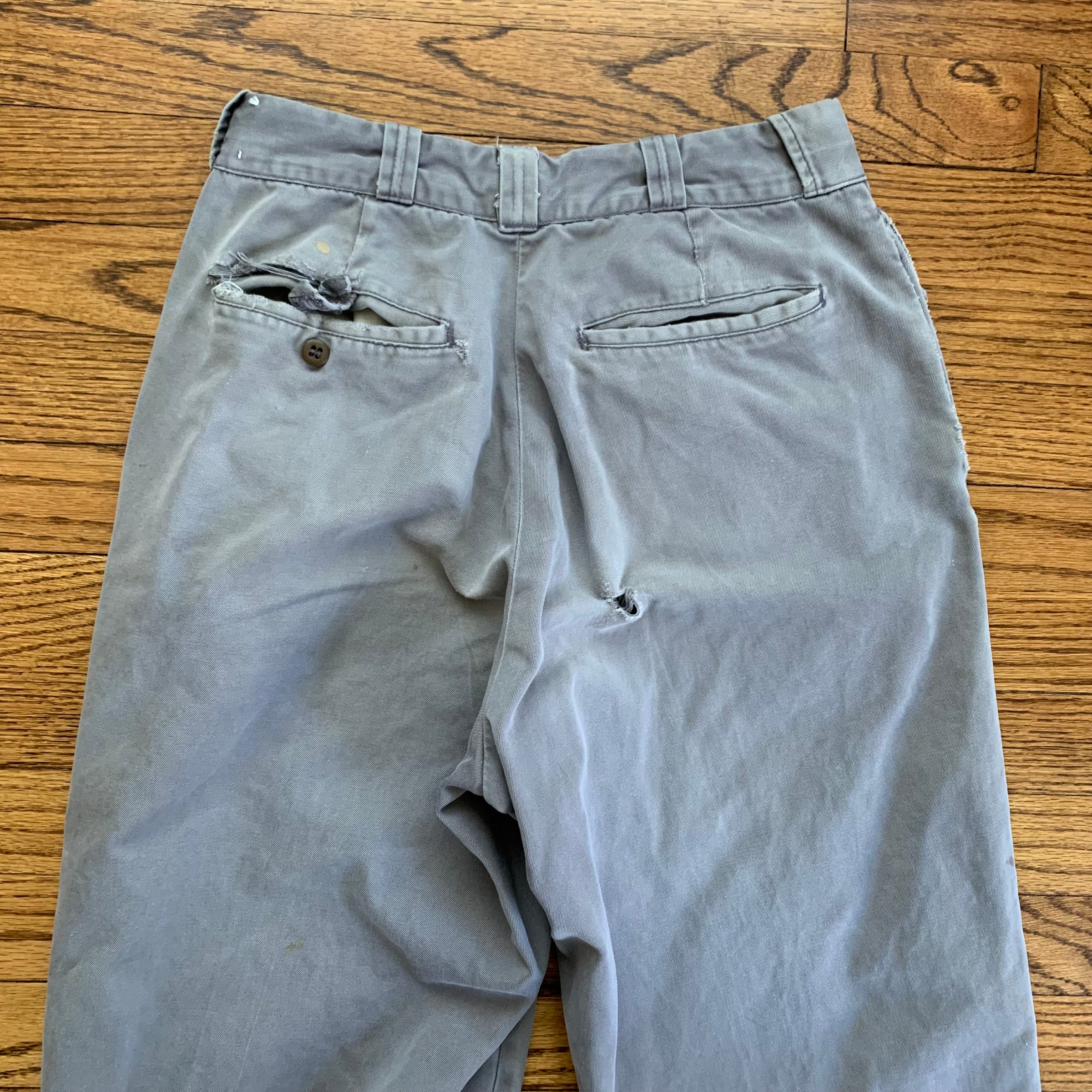 1950’s Grey Fly’s Army Cloth Work Pants 27” x 30.5”